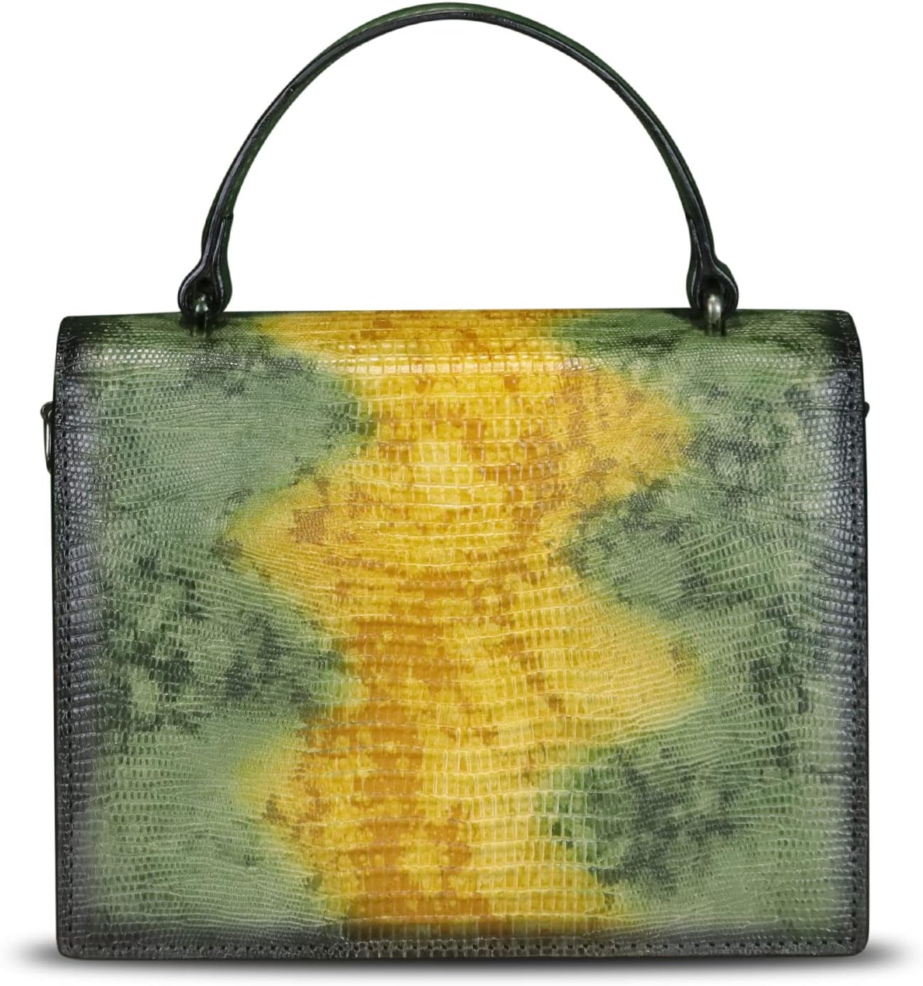 Women's Hand-Dyed Lizard-Embossed Leather Top Handle Bag Green Women's Hand-Dyed Lizard-Embossed Leather Top Handle Bag Green