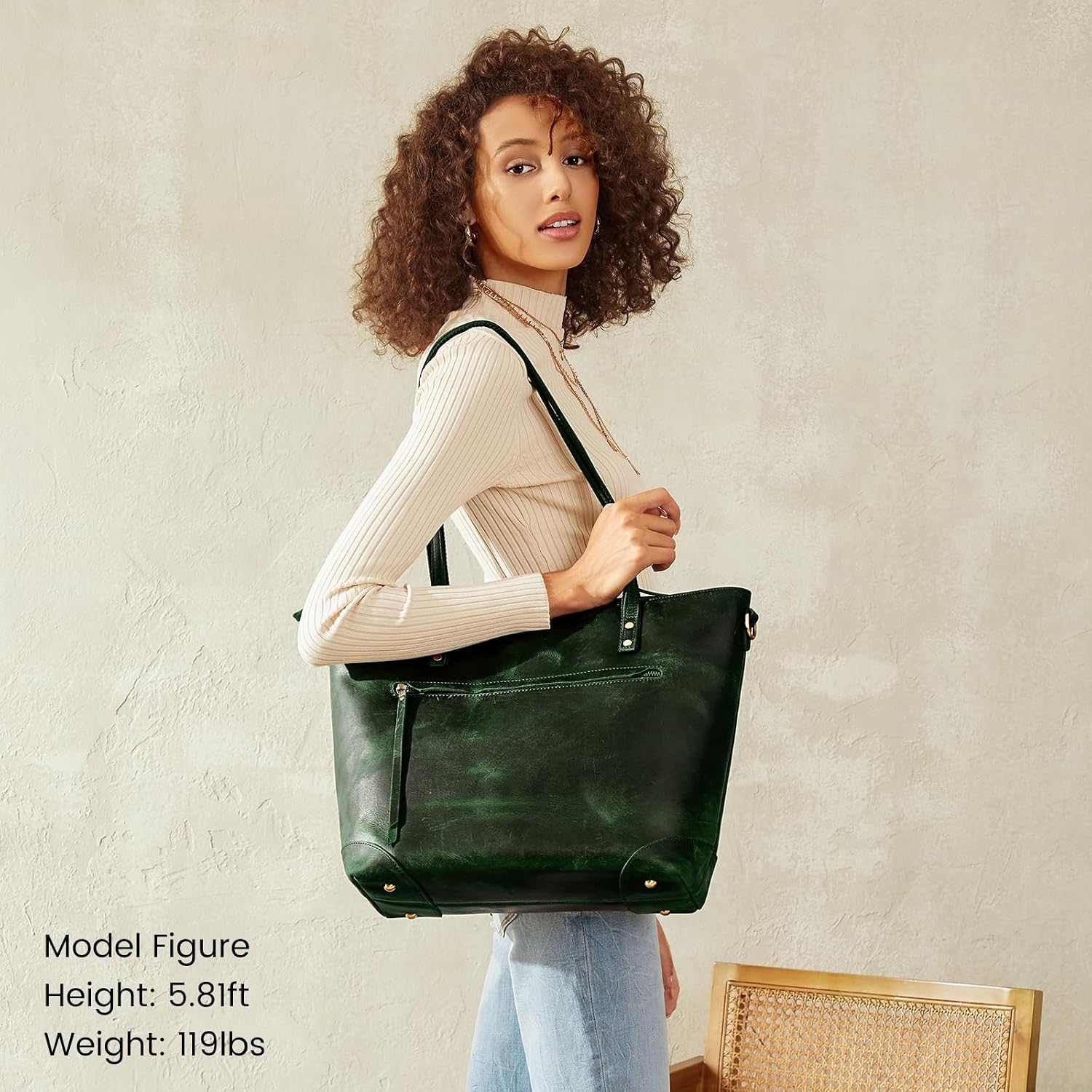 Women's Canvas Tote Bag Brown Green Colorways