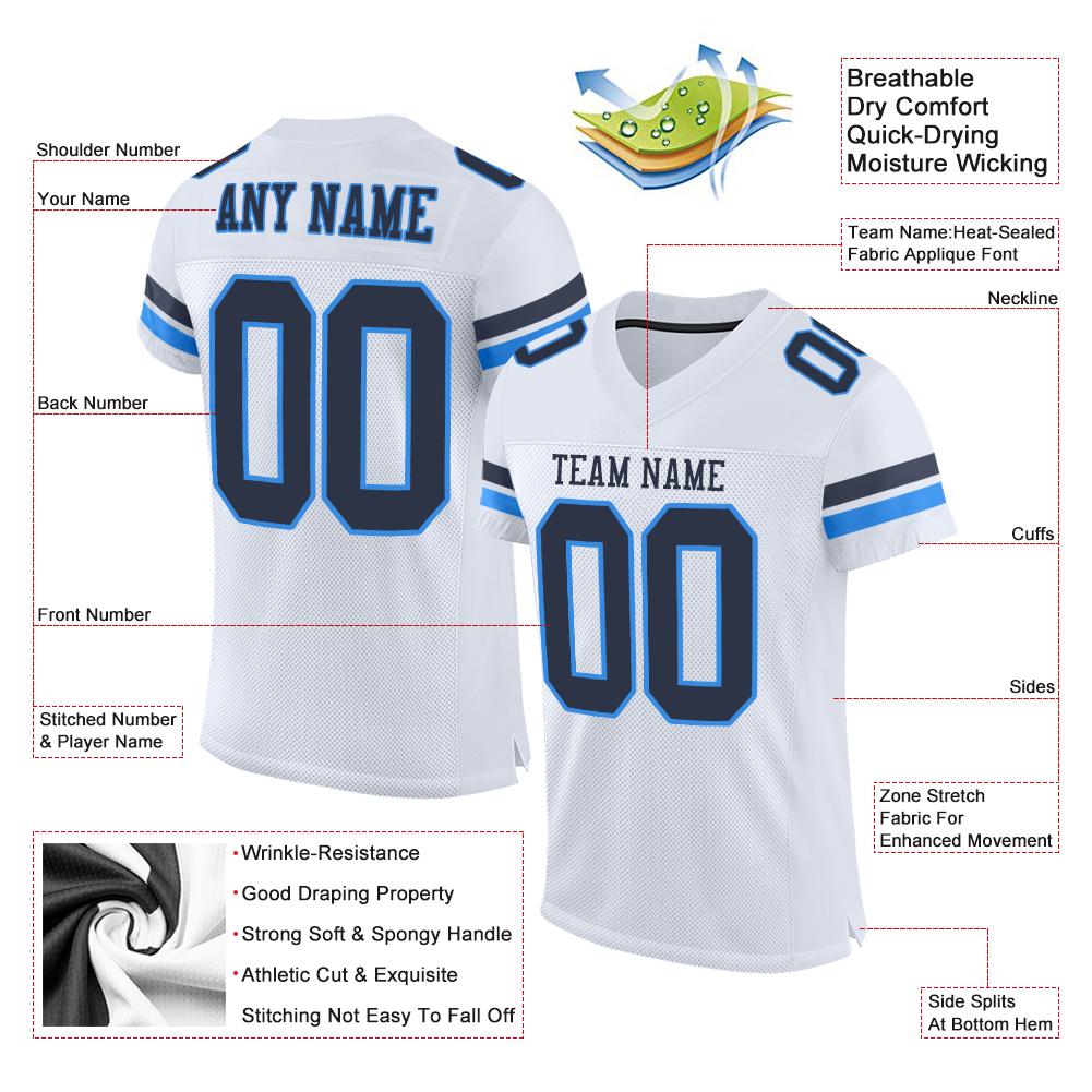 Maßgeschneidertes authentisches Mesh-Fußballtrikot im klassischen Marine-Pulverblau-Stil