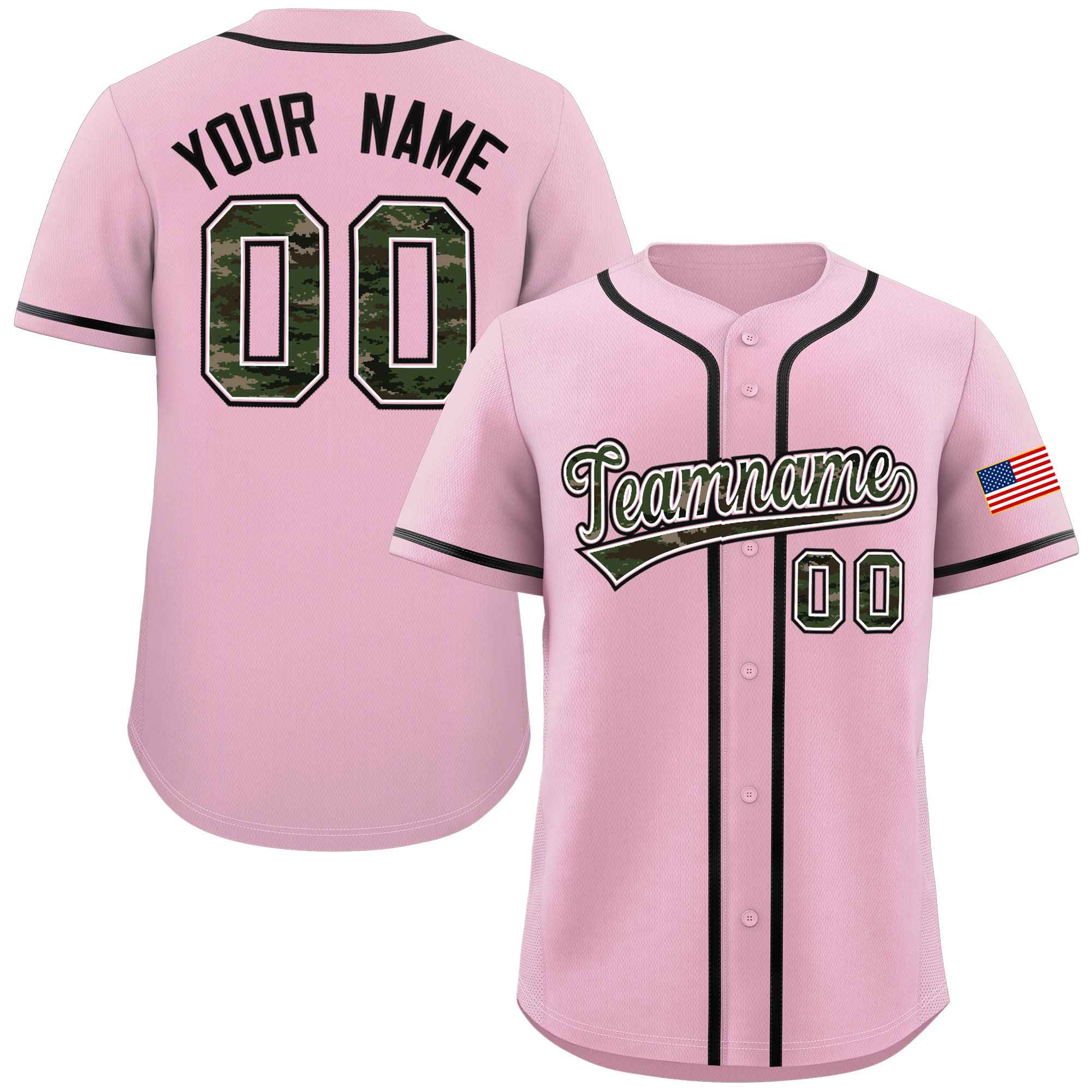 Benutzerdefinierte personalisierte Camo-Schriftart authentisches Baseball-Trikot