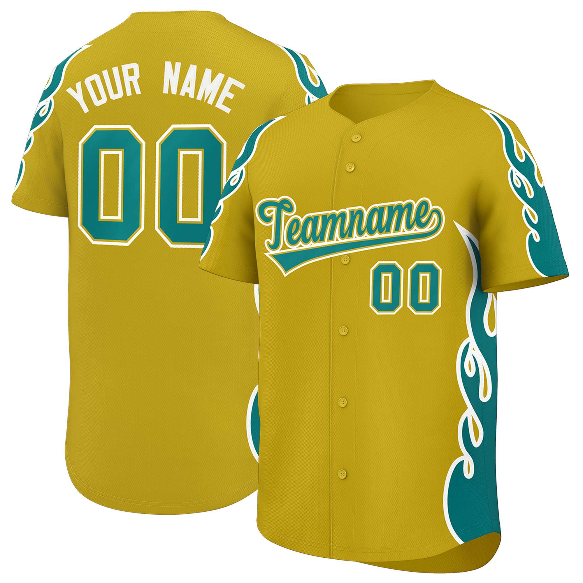 Benutzerdefiniertes Baseball-Trikot mit Seitenflammen-Umrissmuster für Sportuniformen