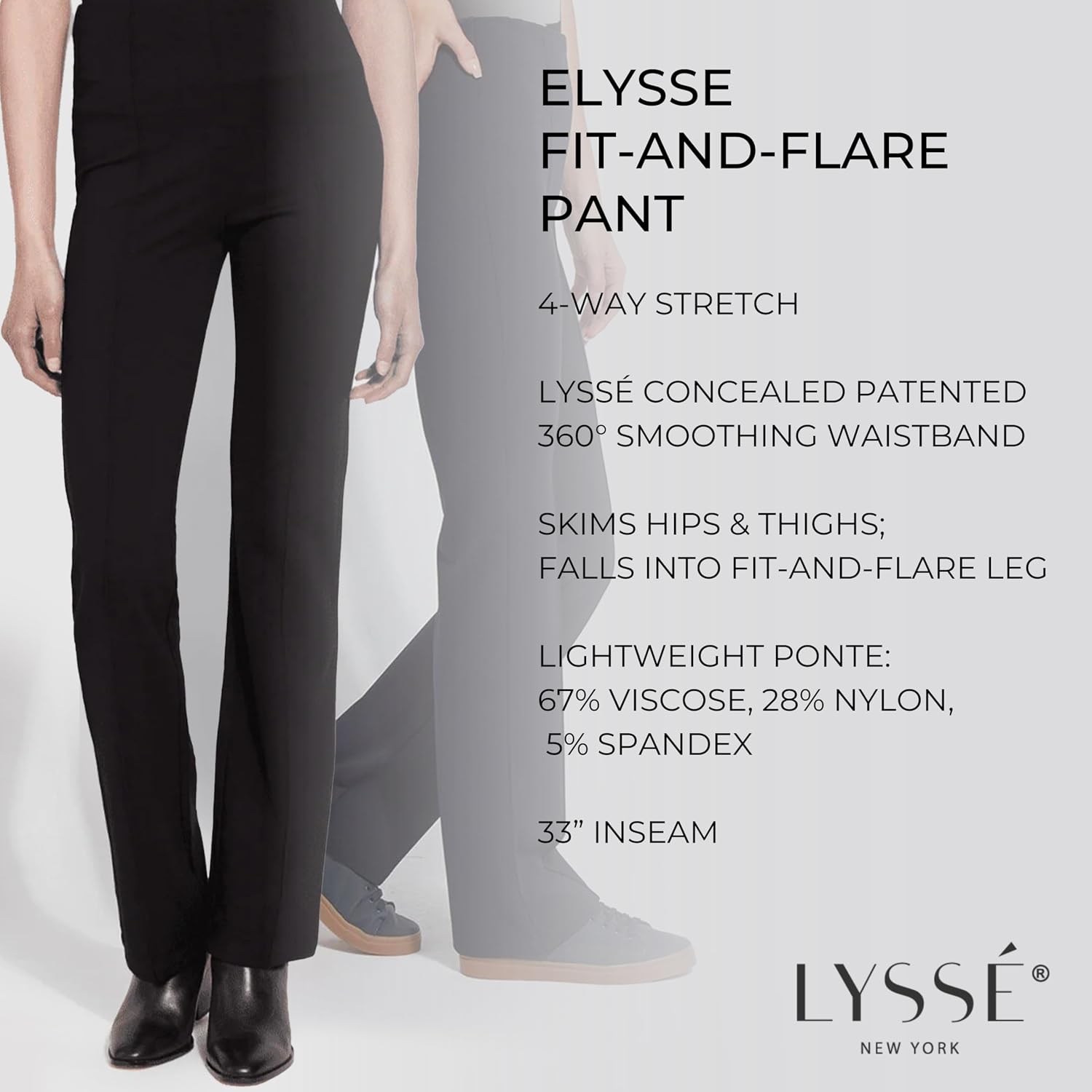 Women's High Waist Ponte Flare Pants (Grey) Women's High Waist Ponte Flare Pants (Grey)