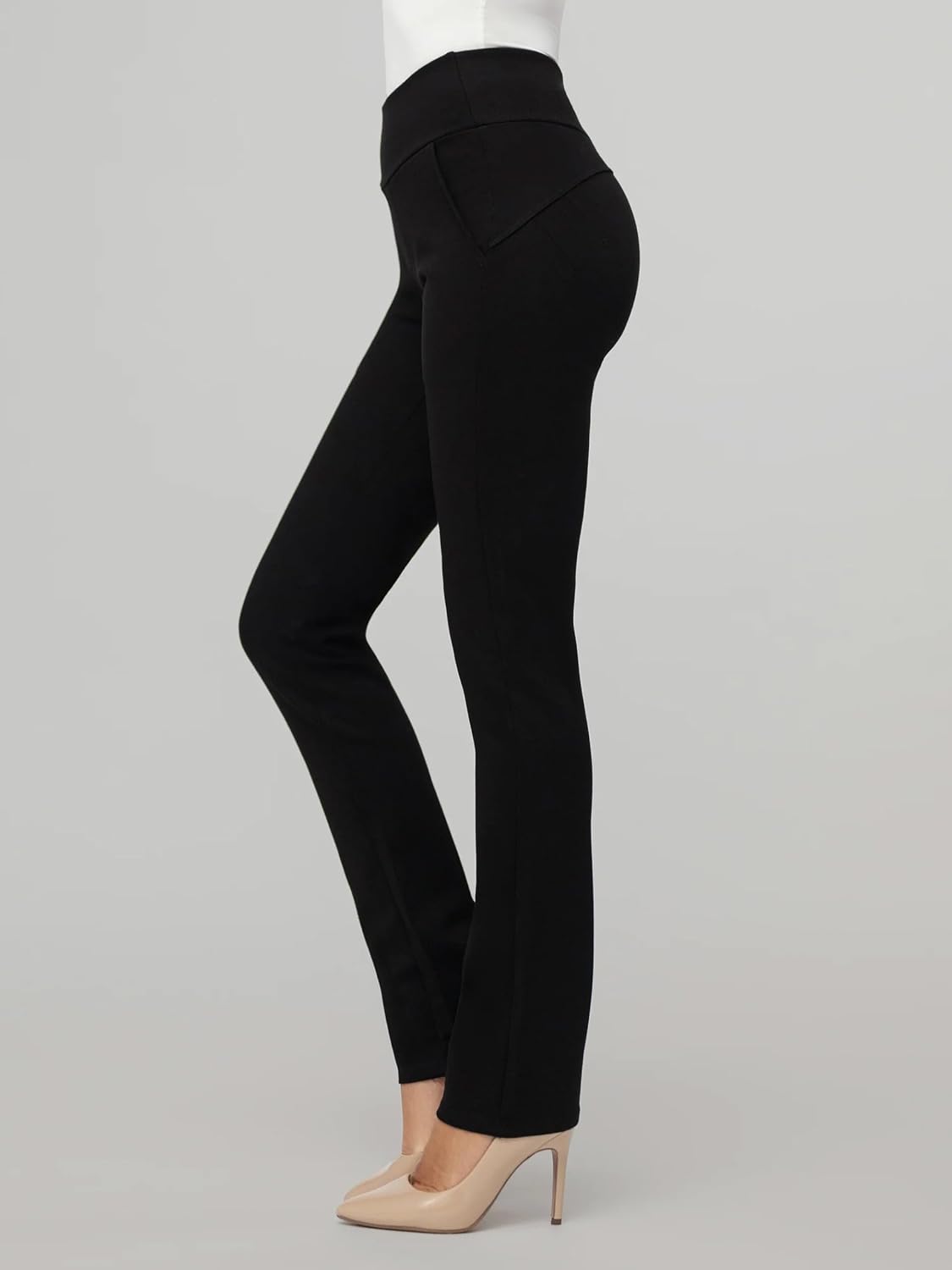 Womens Dress Pants with Tummy Control - Wear to Work Stretch High Waisted Slacks Pockets Medium