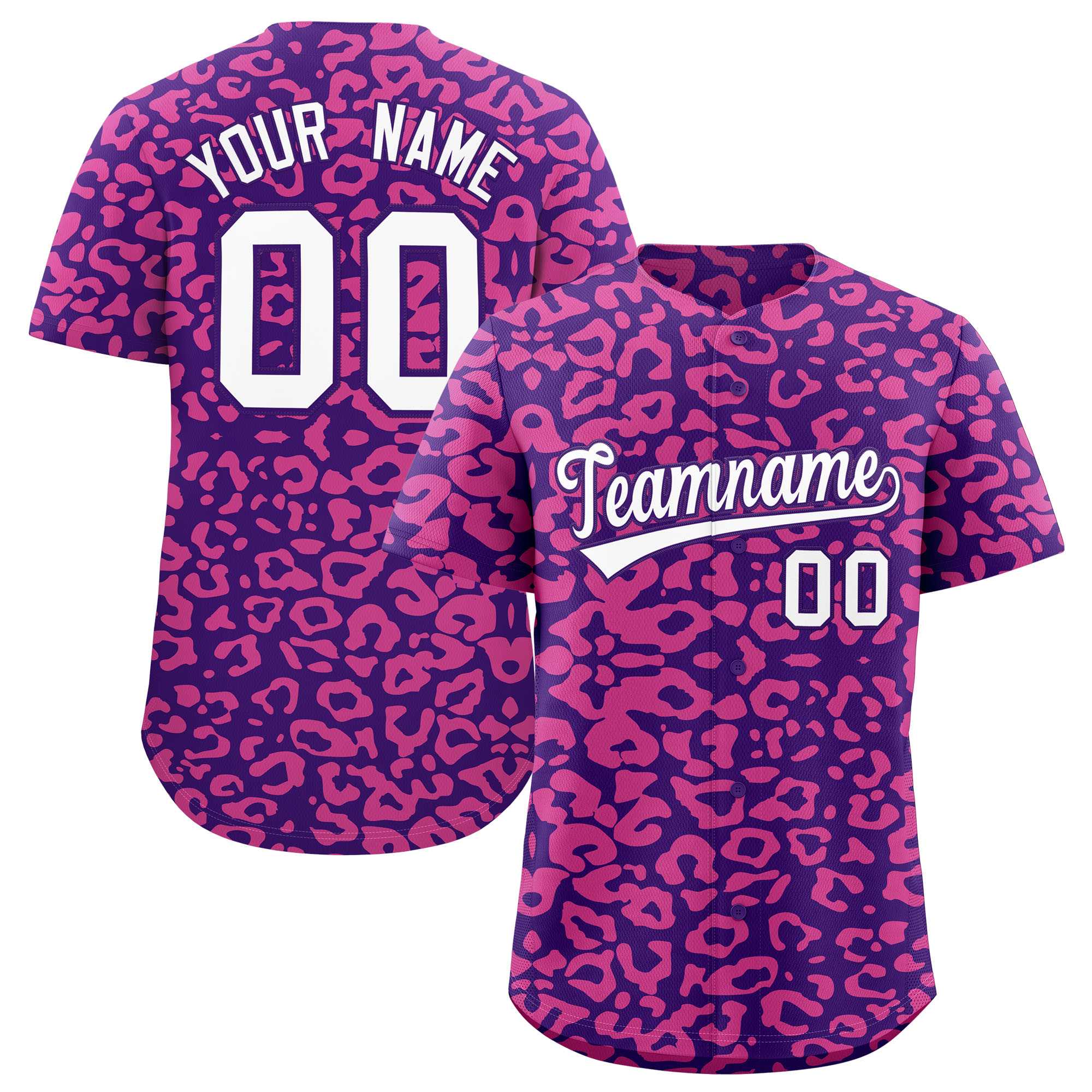 Authentisches Baseball-Trikot mit individuell gestaltetem Leopardenmuster