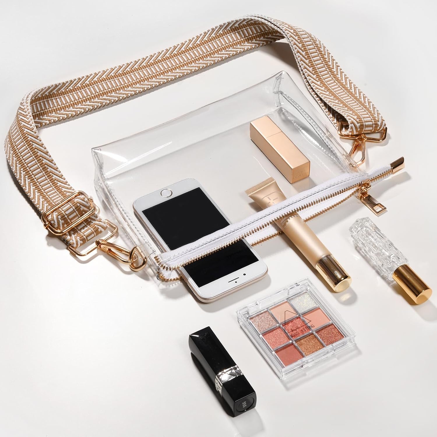 Women's Clear Stadium Crossbody Purse with Wide Strap
