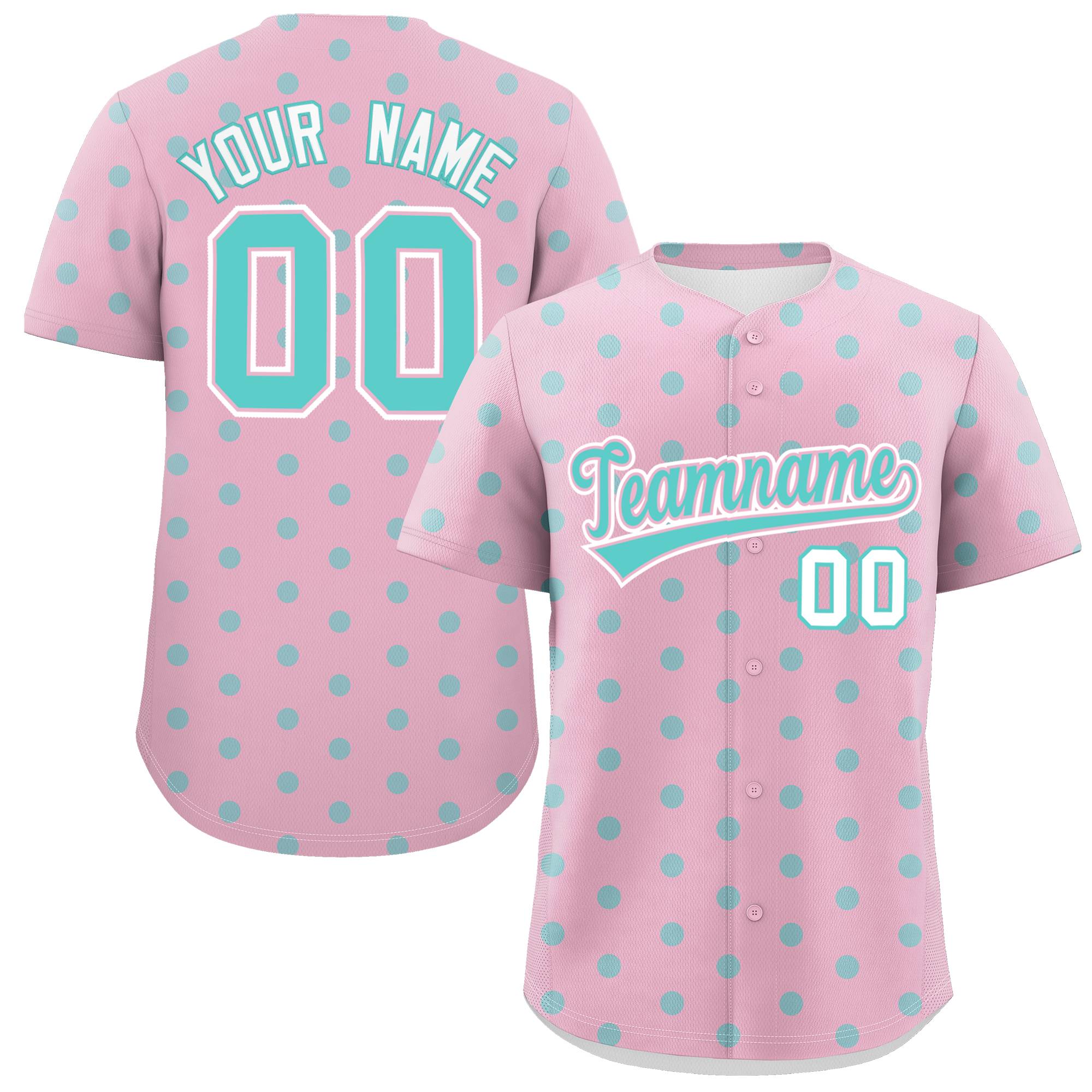 Benutzerdefiniertes, leuchtend grünes, personalisiertes, authentisches Baseball-Trikot mit Polka-Dot-Graffiti-Muster