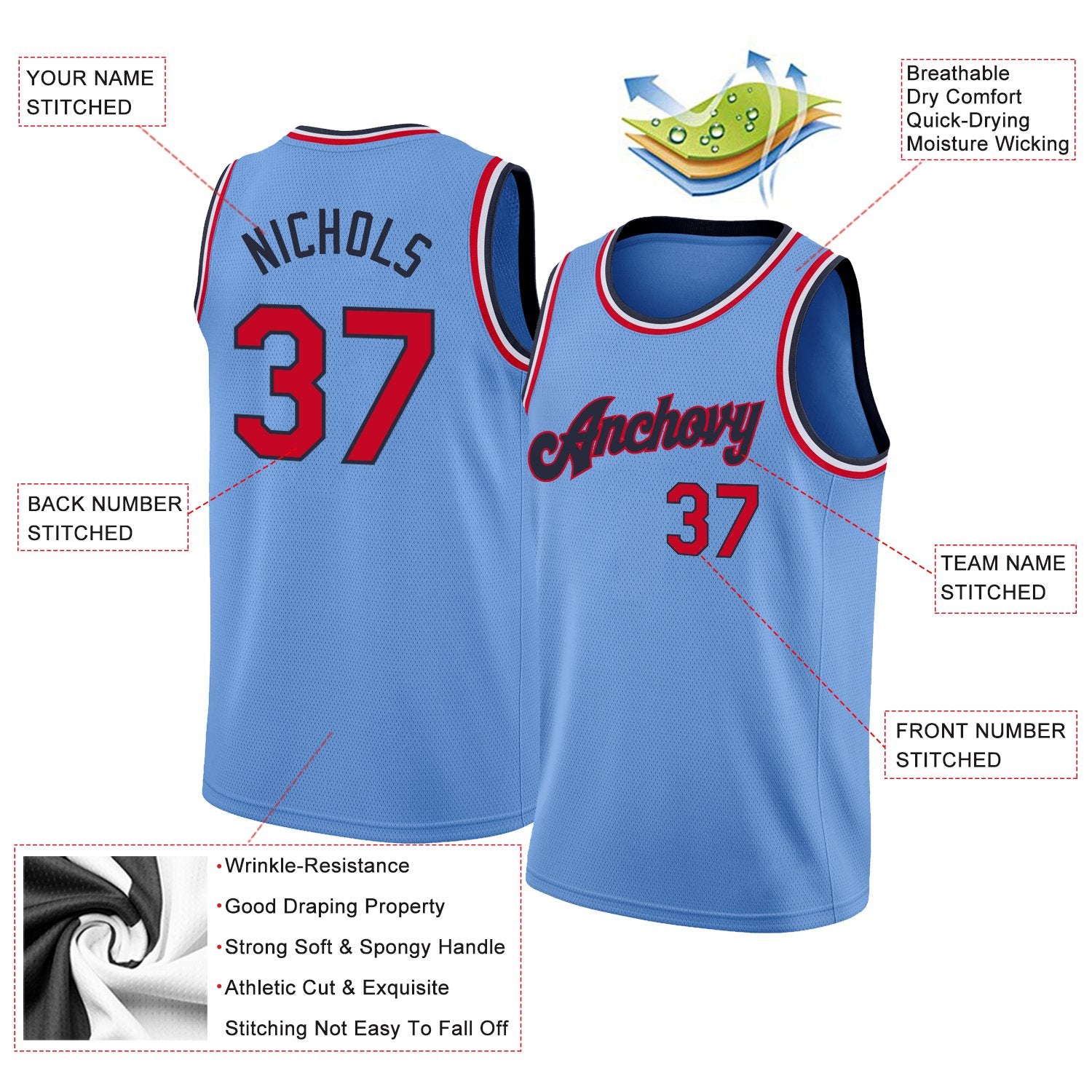 Custom Classic Tops Mesh Sport Basketball-Trikot