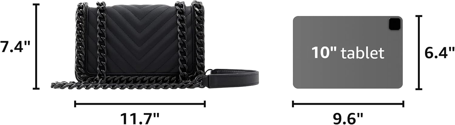 Women's Quilted Flap Crossbody Bag with Chain Strap