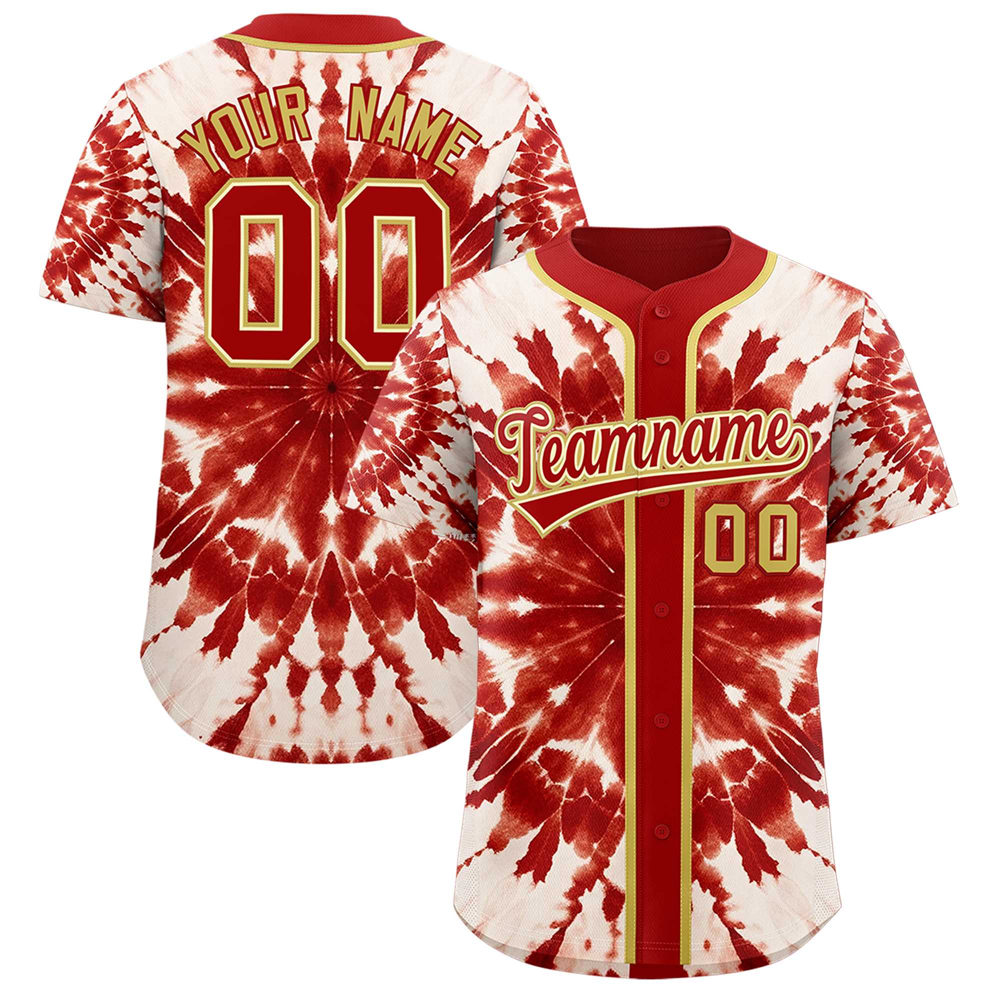 Authentisches Baseball-Trikot mit individuellem Tie-Dye-Graffiti-Muster Authentisches Baseball-Trikot mit individuellem Tie-Dye-Graffiti-Muster