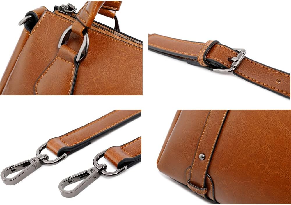 Women's Glossy Oil-Tanned Leather Top Handle Satchel Tan Women's Glossy Oil-Tanned Leather Top Handle Satchel Tan