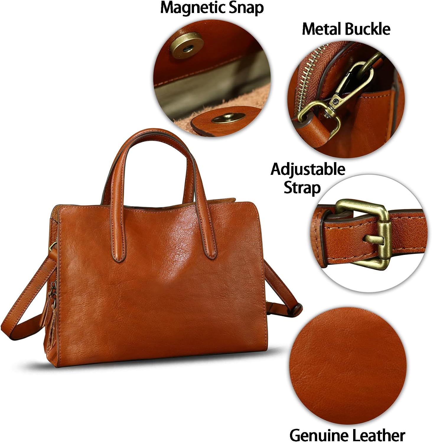 Women's Vintage Genuine Leather Top Handle Tote Satchel Tan Women's Vintage Genuine Leather Top Handle Tote Satchel Tan