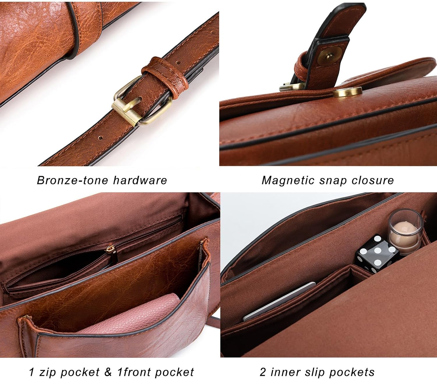 Women's Vegan Leather Saddle Crossbody Bag