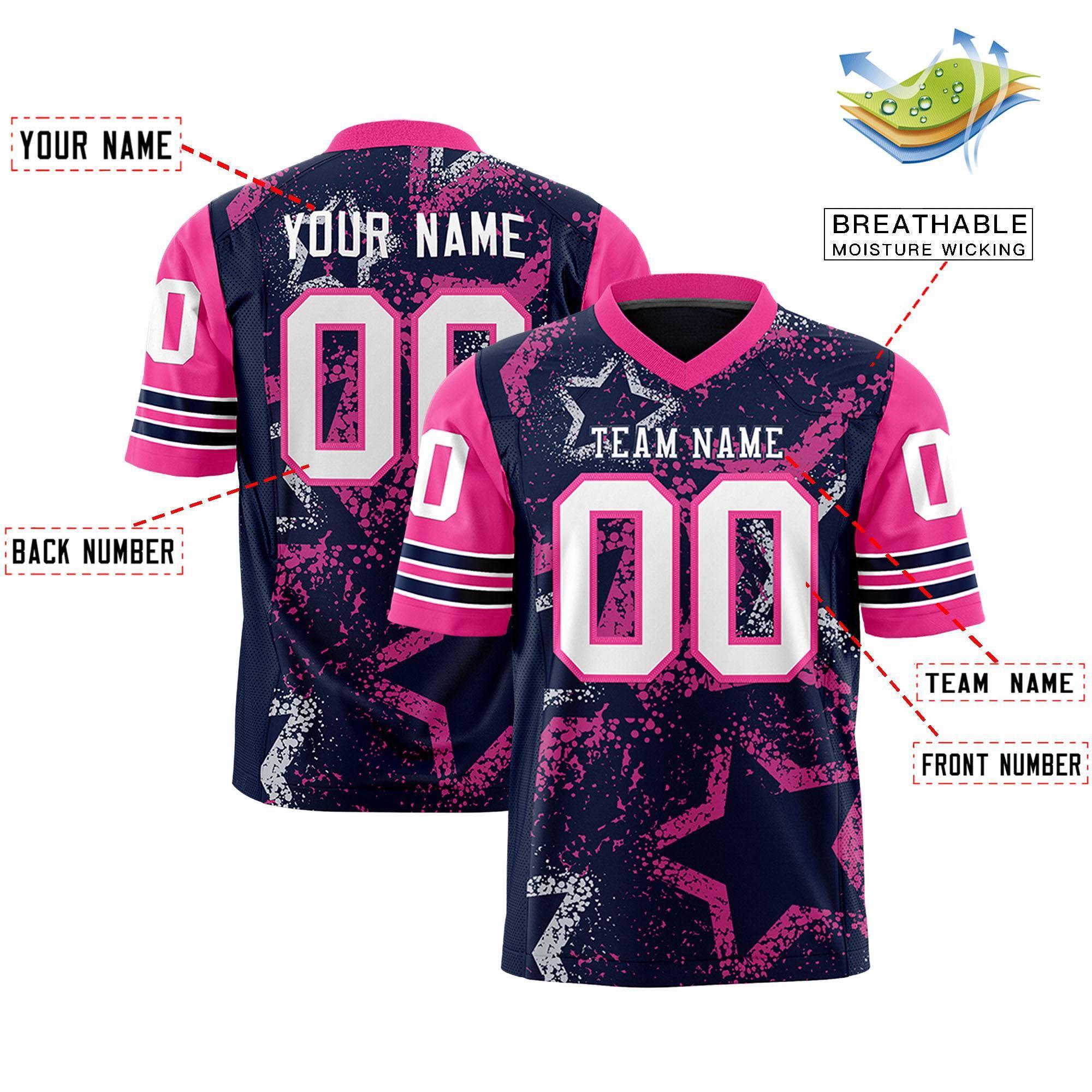 Individuell personalisiertes, authentisches Fußballtrikot mit Sternmuster-Design Individuell personalisiertes, authentisches Fußballtrikot mit Sternmuster-Design