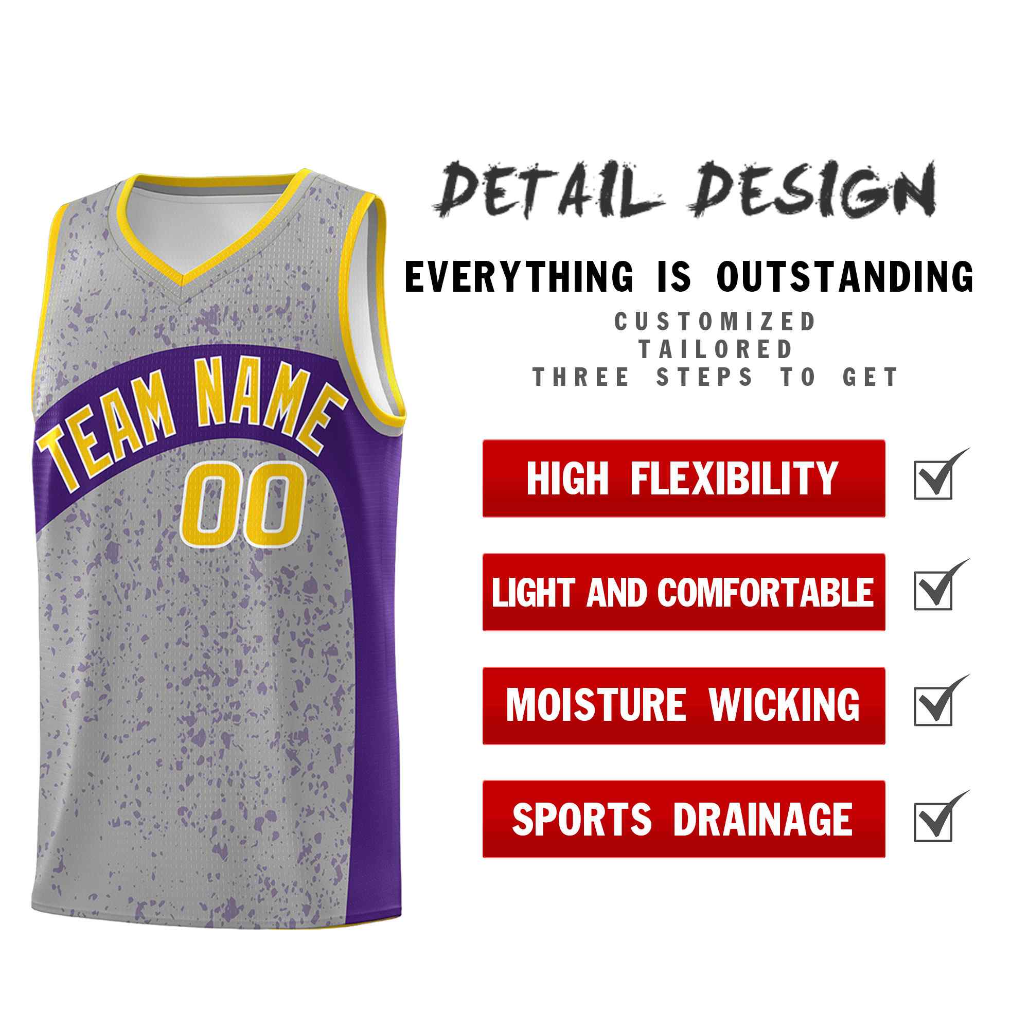 Benutzerdefiniertes Punkt-Graffiti-Muster, unregelmäßige Teamnamen, Sportuniform-Basketballtrikot