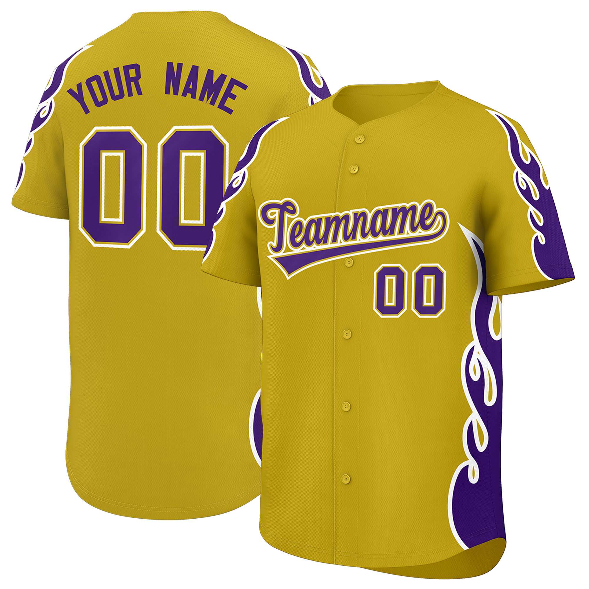 Benutzerdefiniertes Baseball-Trikot mit Seitenflammen-Umrissmuster für Sportuniformen