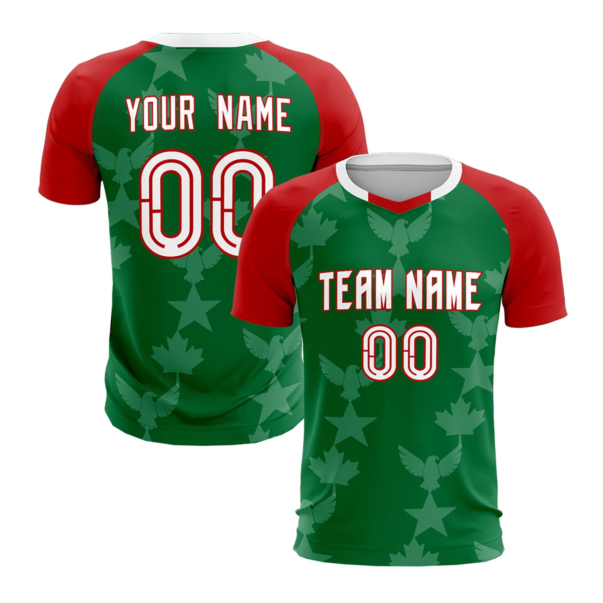 Maßgeschneidertes, von der Weltmeisterschaft inspiriertes, leichtes und drapierbares Trainingsuniform-Fußballtrikot mit Raglanärmeln in Rot von Kelly Green