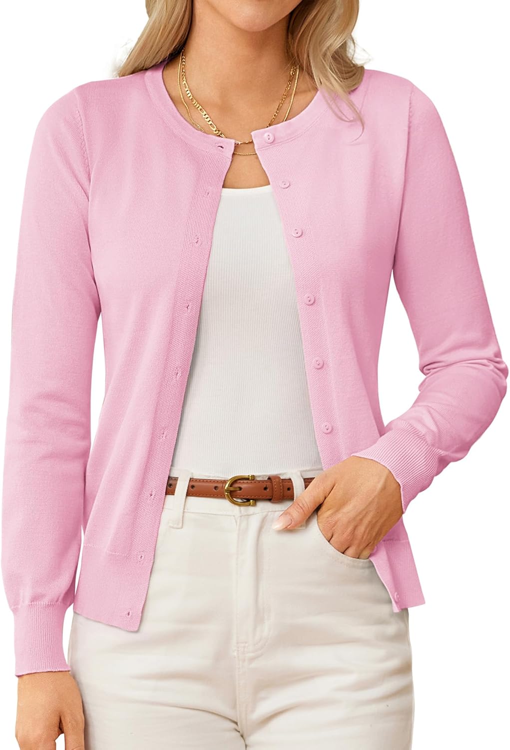 Womens Long Sleeve Knit Cardigan Sweaters Casual Open Front Button Down Cardigans Summer Outfits