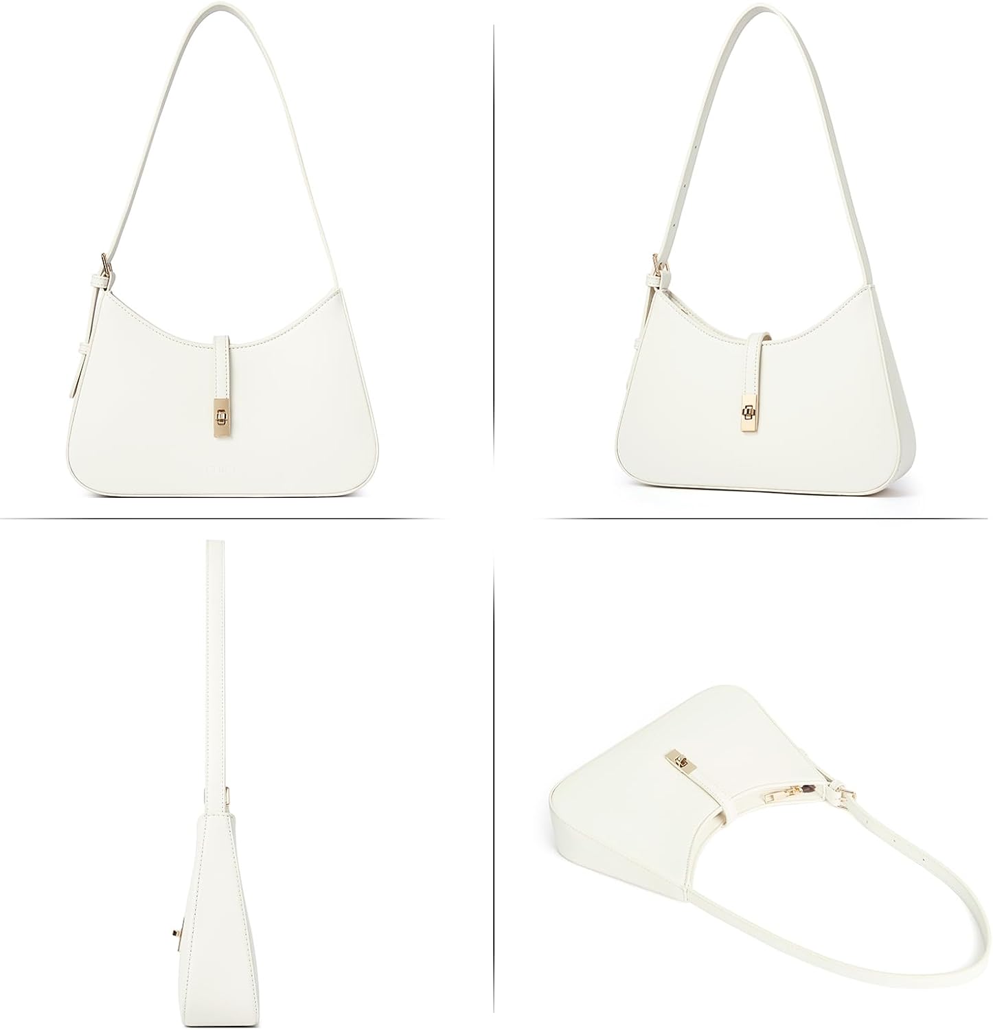 Women's White Vegan Leather Crescent Shoulder Bag