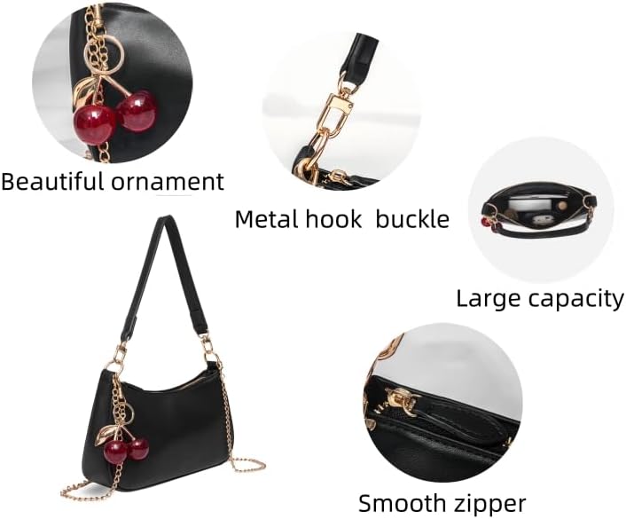 Women's PU Cherry Charm Shoulder Bag