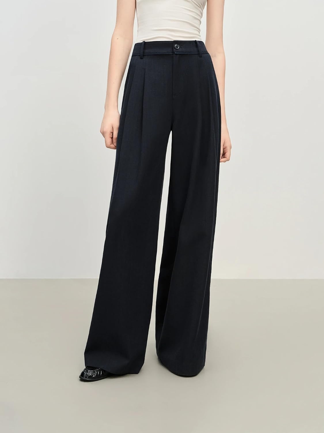 Women's Retro Style Loose Pleated Drape Straight Pants Autumn Wide Leg for Women