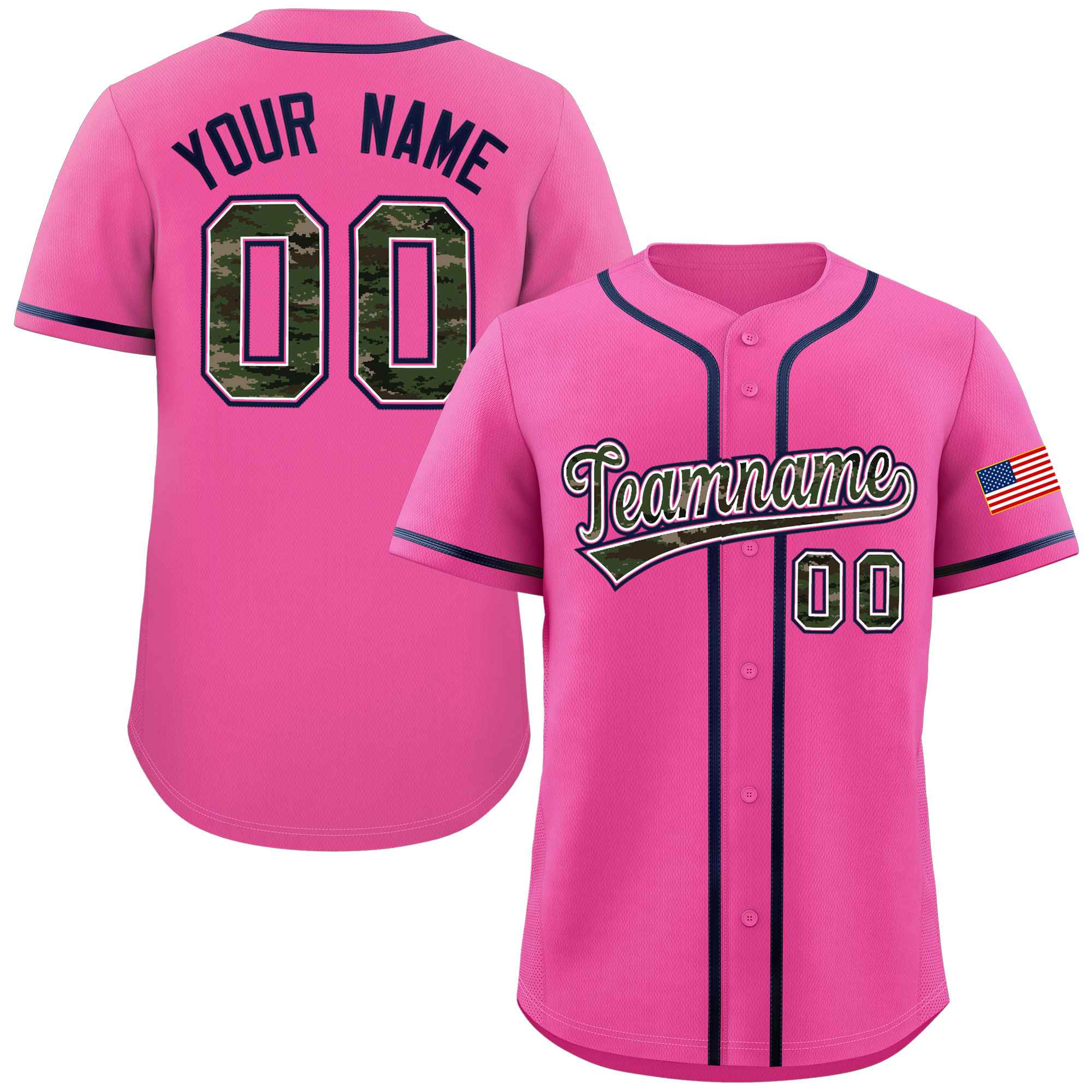 Benutzerdefinierte personalisierte Camo-Schriftart authentisches Baseball-Trikot