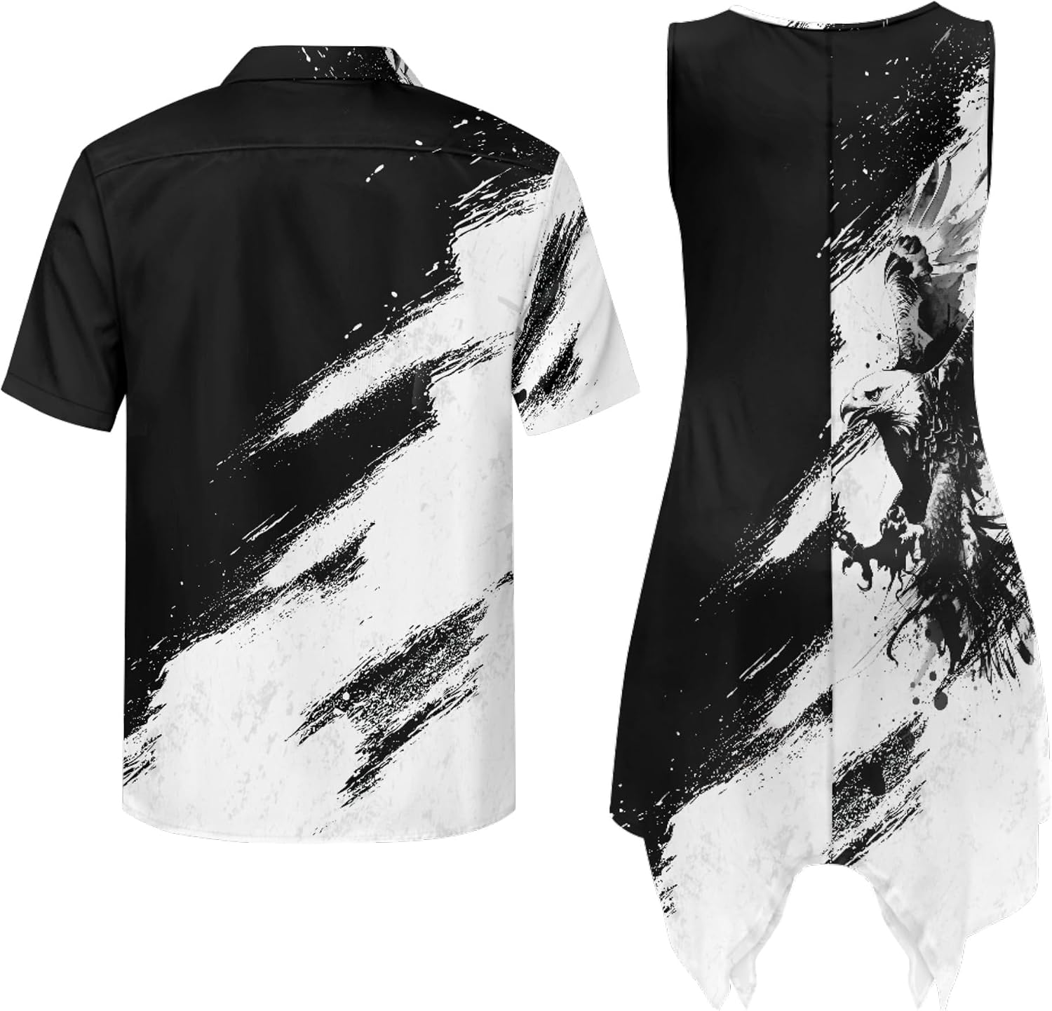 Couples Matching Eagle Print Tank Mini Dress and Shirt Couples Matching Eagle Print Tank Mini Dress and Shirt