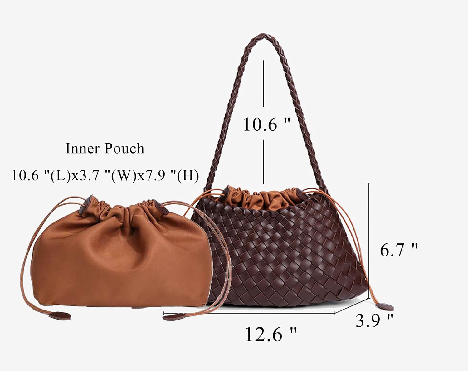 Women's Woven-Look Bucket Tote Bag Brown Orange