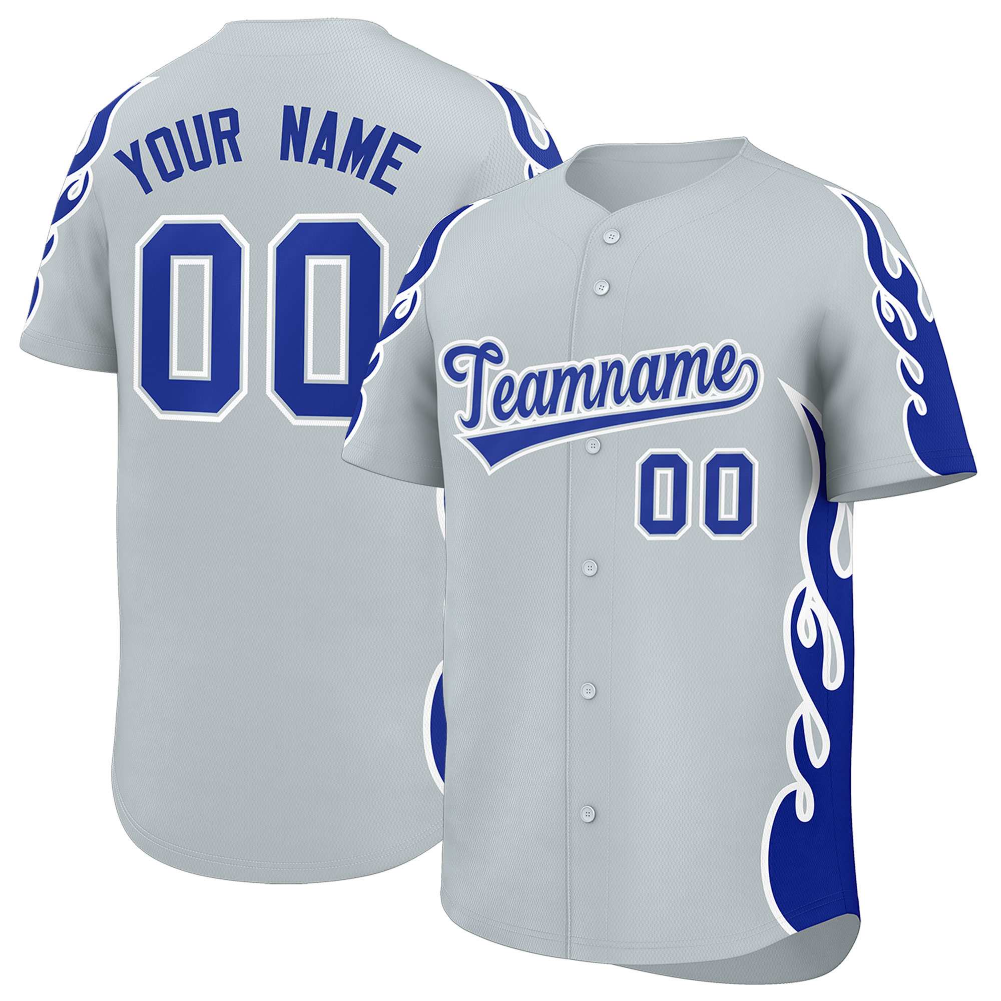 Benutzerdefiniertes Baseball-Trikot mit Seitenflammen-Umrissmuster für Sportuniformen