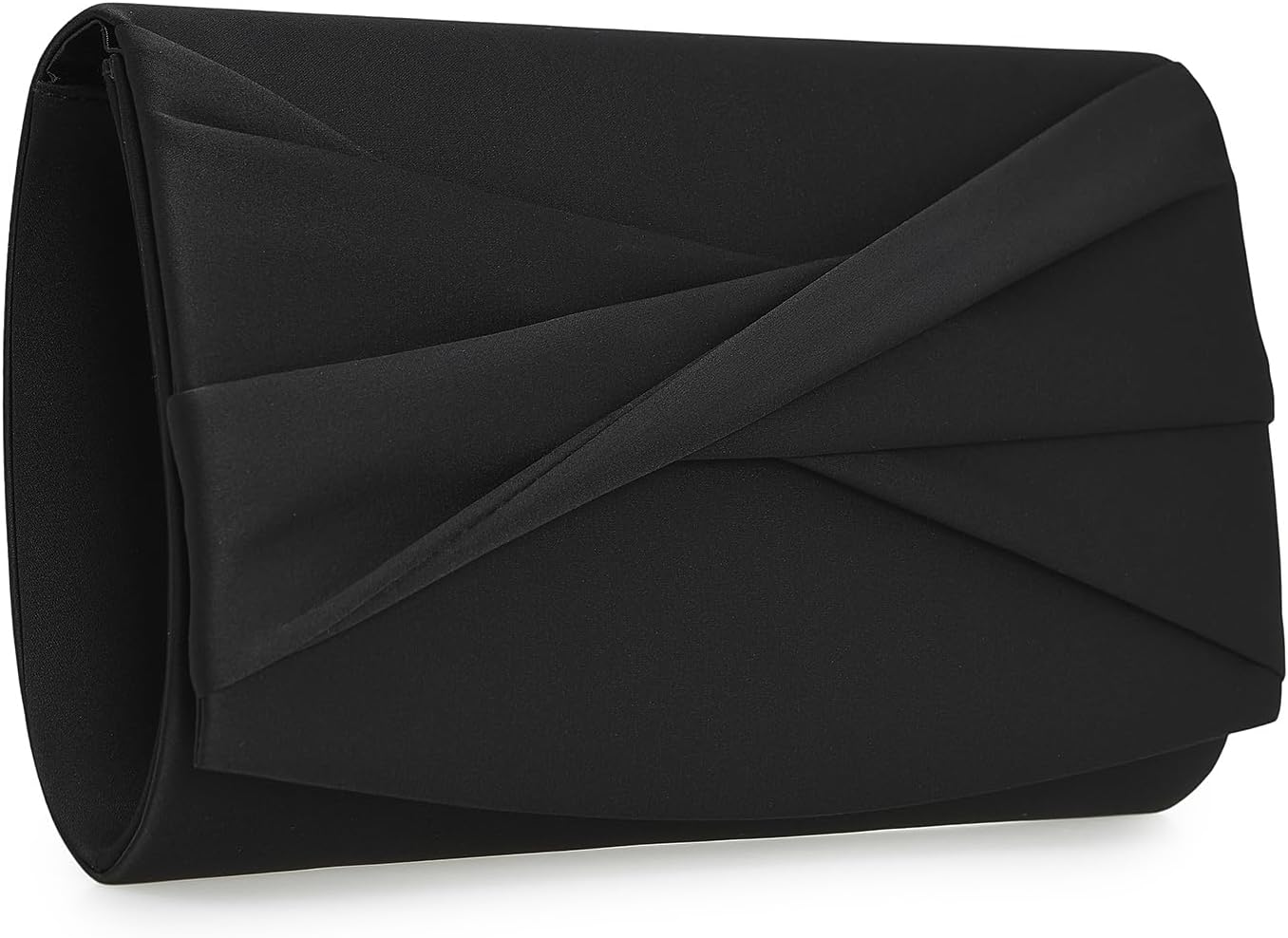 Women's Black Satin Knot Clutch with Detachable Chain Strap