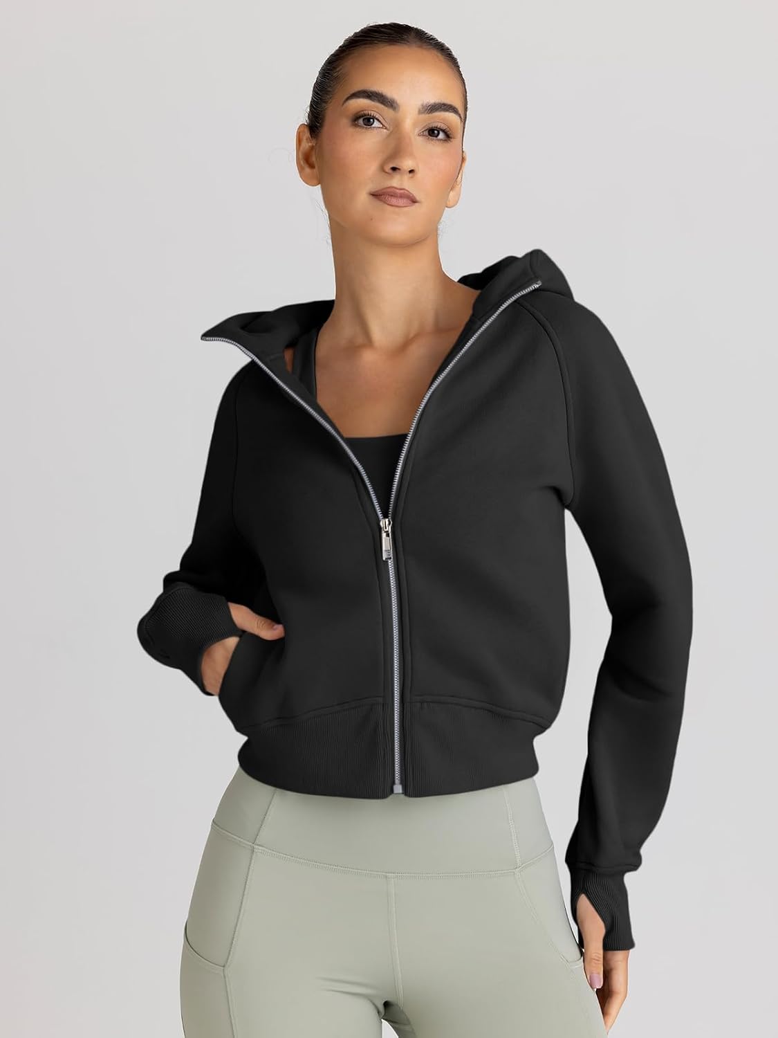 Womens Zip Up Hoodies Jackets Cropped Sweatshirts Fleece Fall Outfits Casual Y2k Tops Winter Clothes
