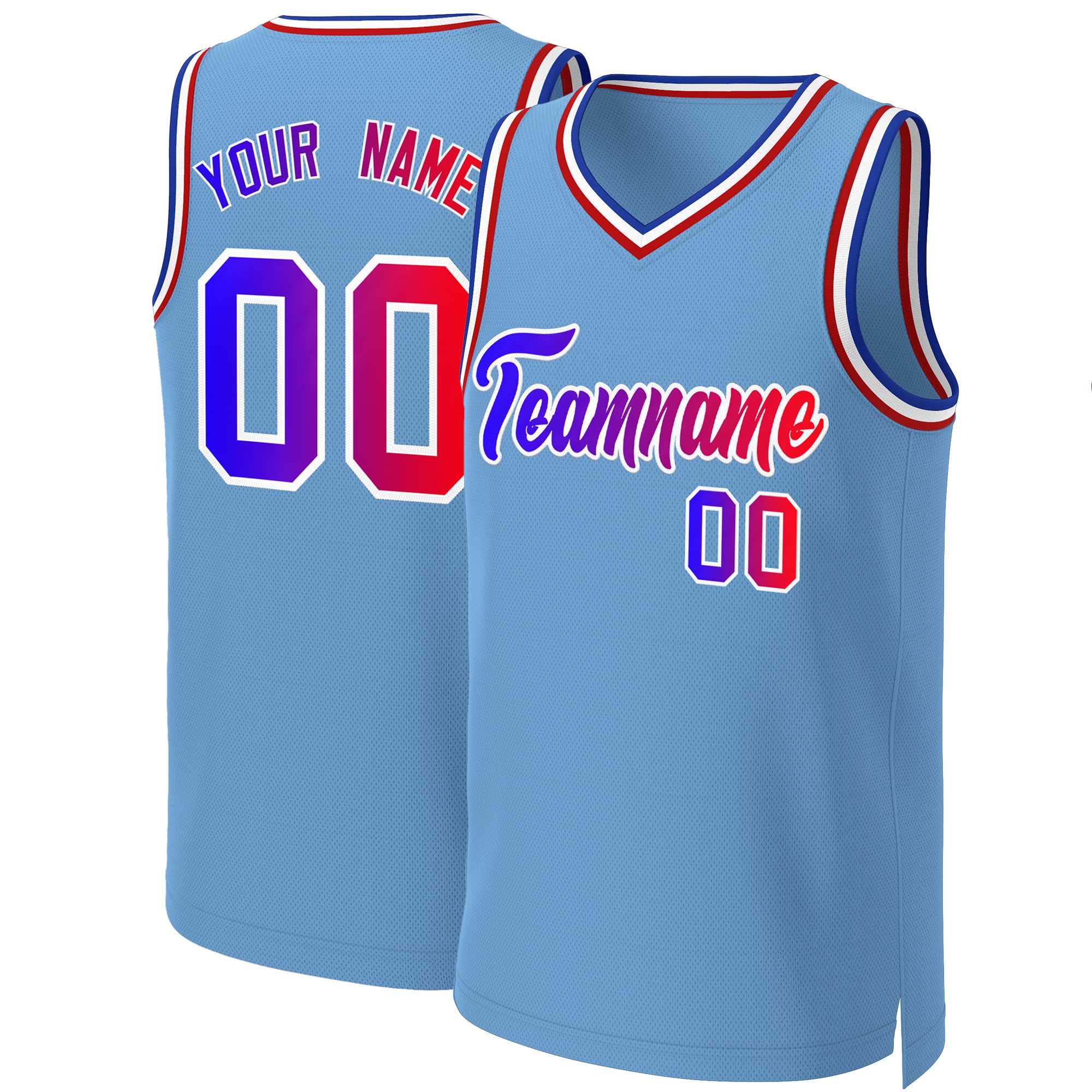 Benutzerdefiniertes Basketballtrikot mit klassischem Farbverlauf und modischen Oberteilen