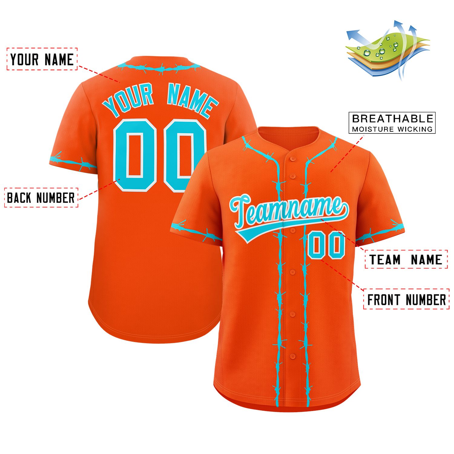 Benutzerdefiniertes, geripptes, authentisches Thorns-Baseballtrikot im klassischen Stil