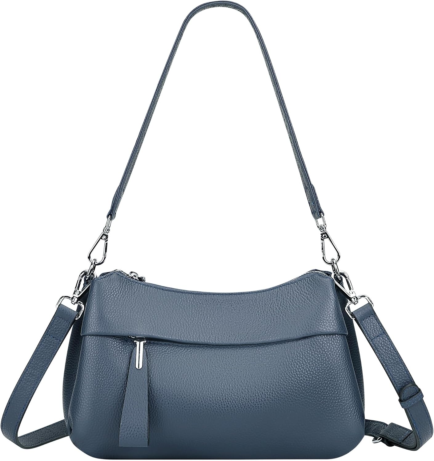 Women's Genuine Leather Hobo Crossbody Bag with Tassel