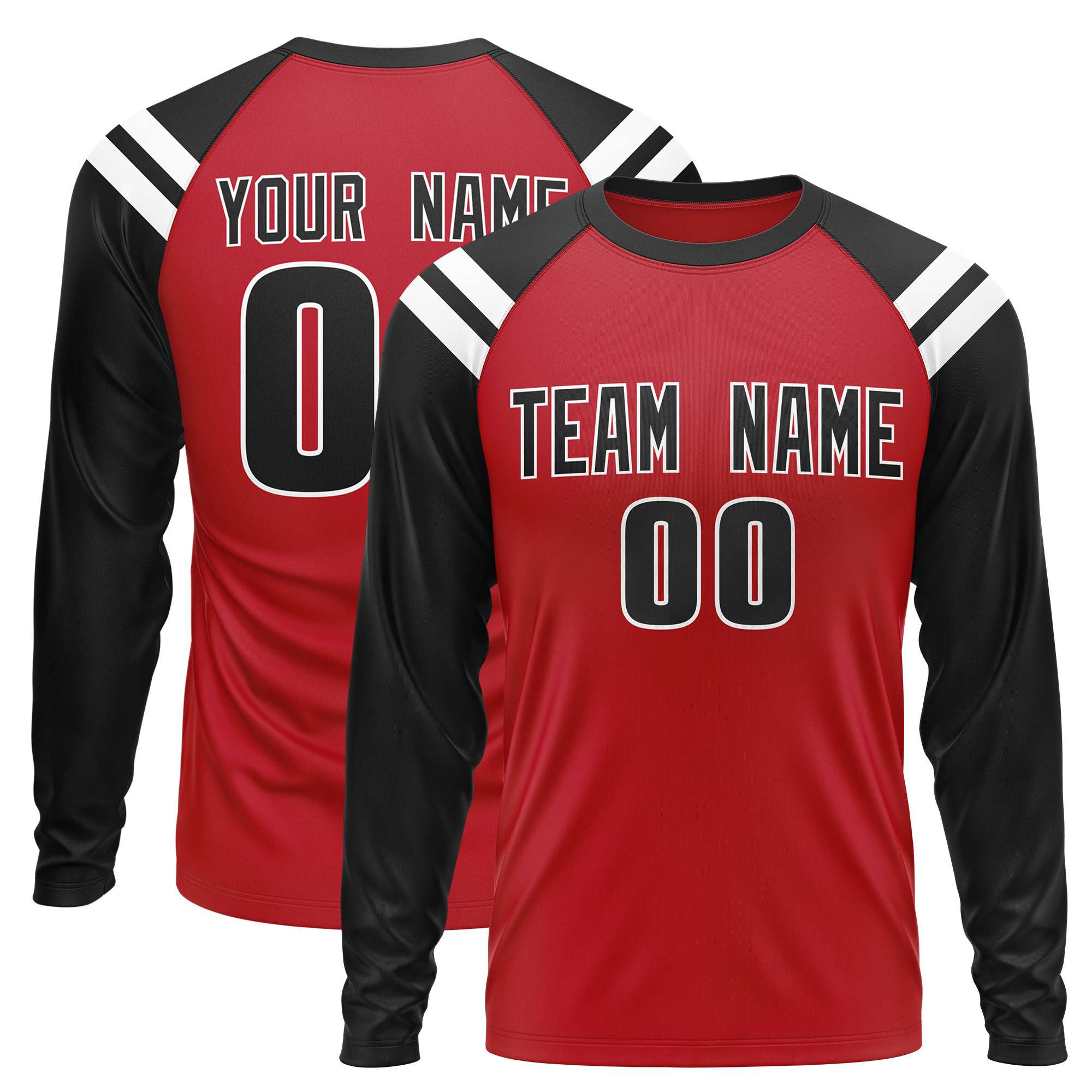 Personalisiertes Raglan-Langarm-Performance-T-Shirt mit individuellem Rundhalsausschnitt