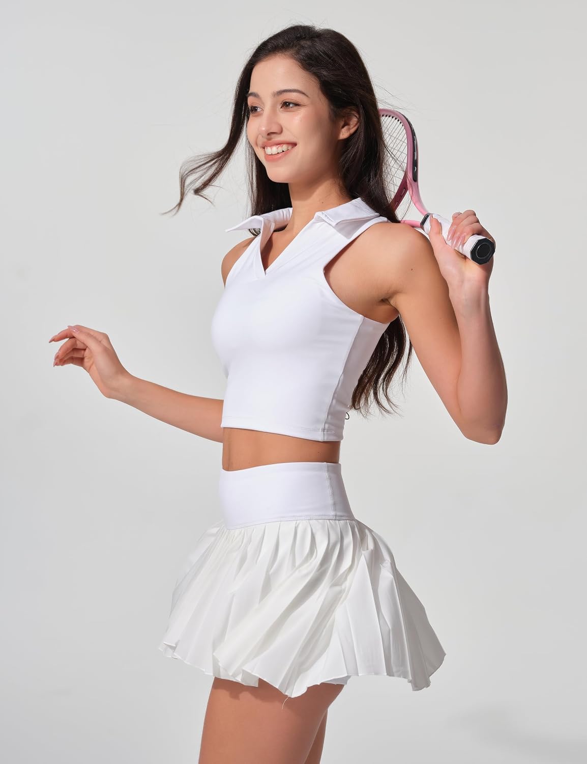 Women's Collared Sleeveless Tennis Tank Cropped Golf Polo