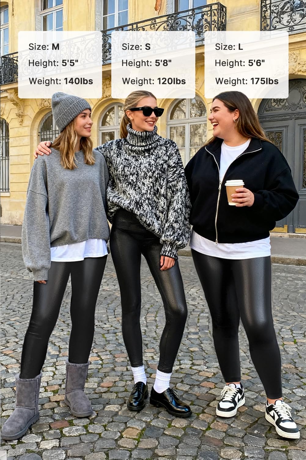 Women's High Waist Faux Leather Leggings (Black)