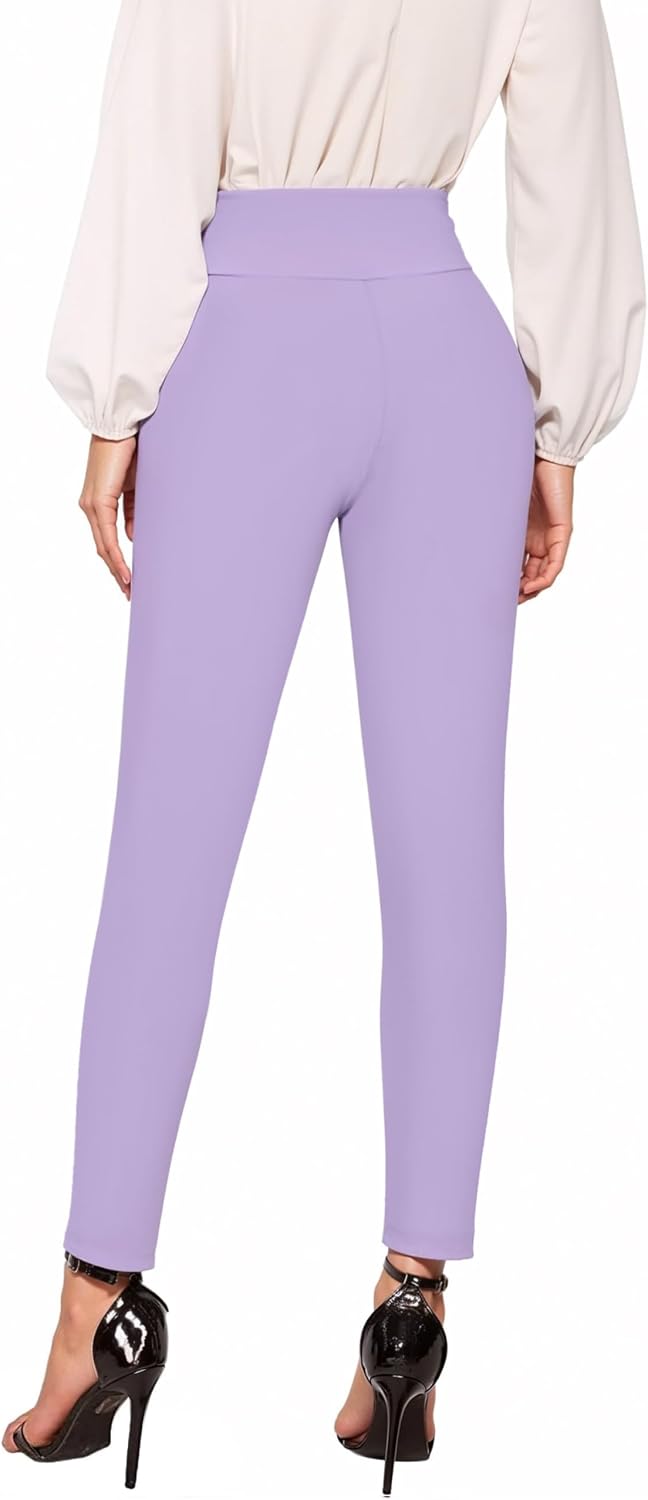 Women's High Waist Pull-On Skinny Pants (Lavender)