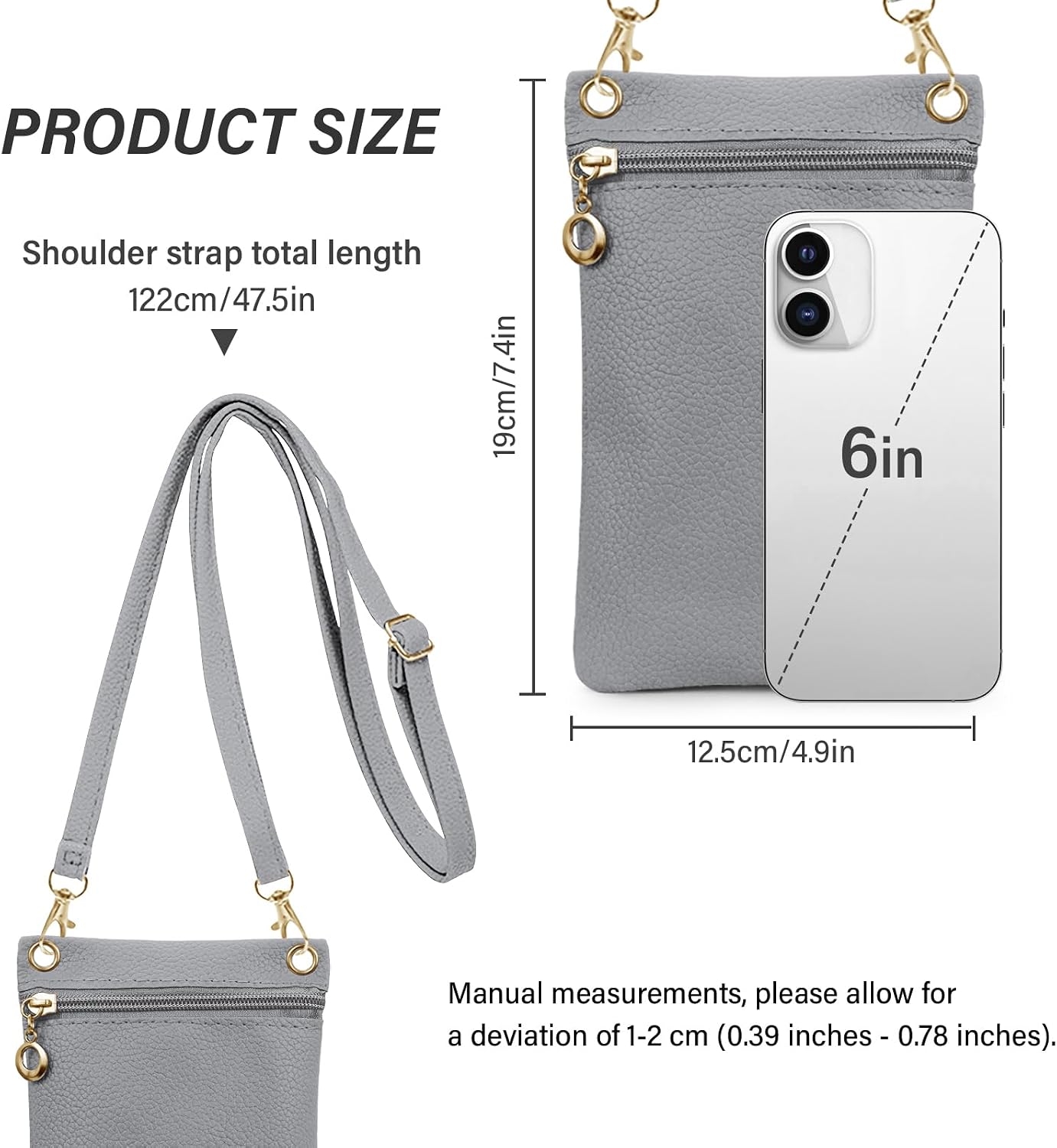 Women's PU Leather Crossbody Phone Purse with Adjustable Strap