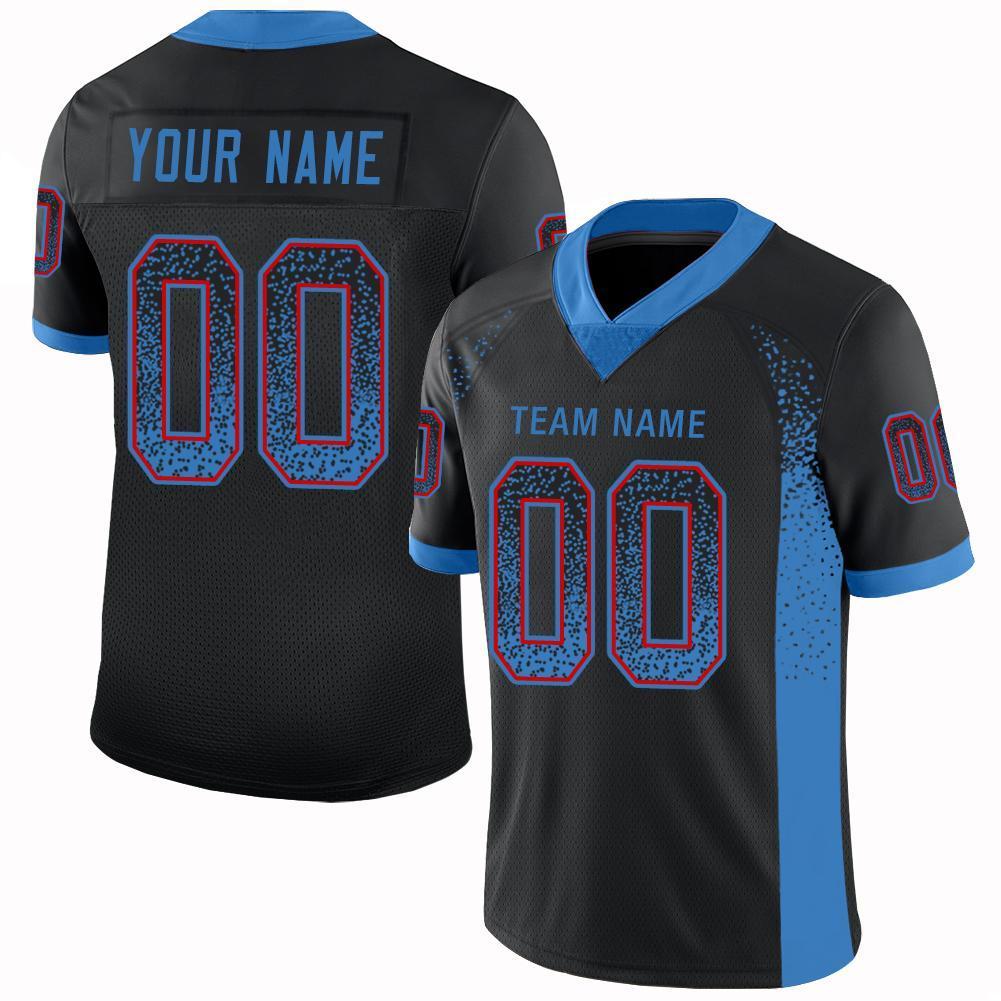 Custom Powder Blue-Red Drift Fashion Mesh Authentic Football Jersey