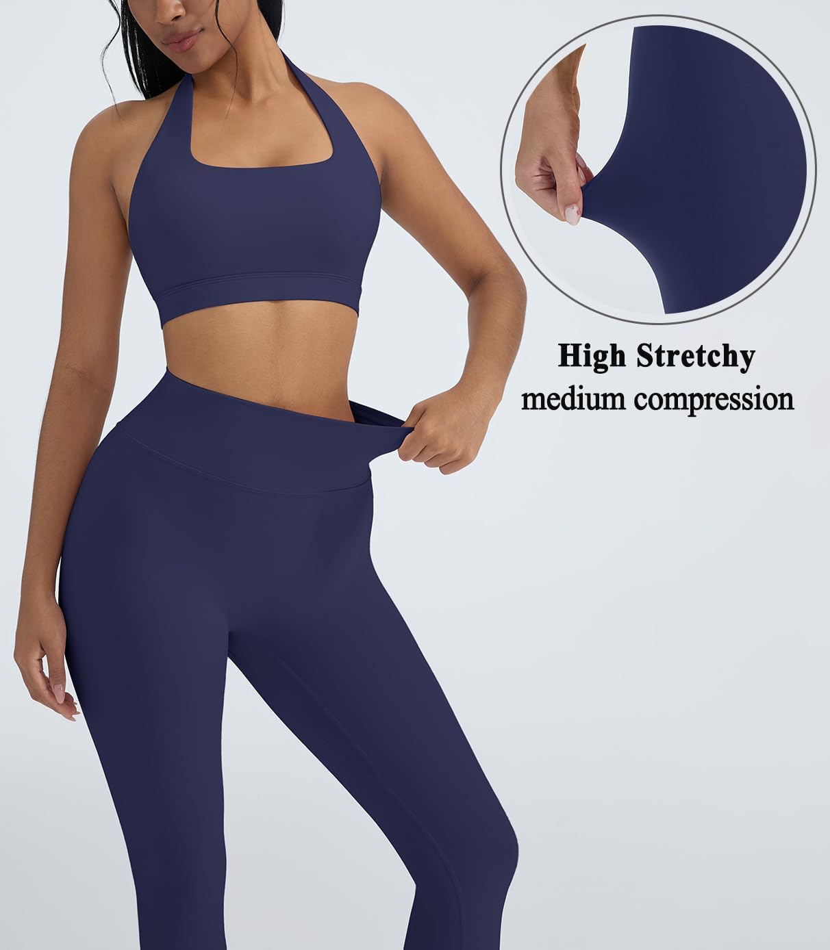 2 Piece Workout Sets for Women Halter Sports Bras Gym Sets Booty Leggings Outfits