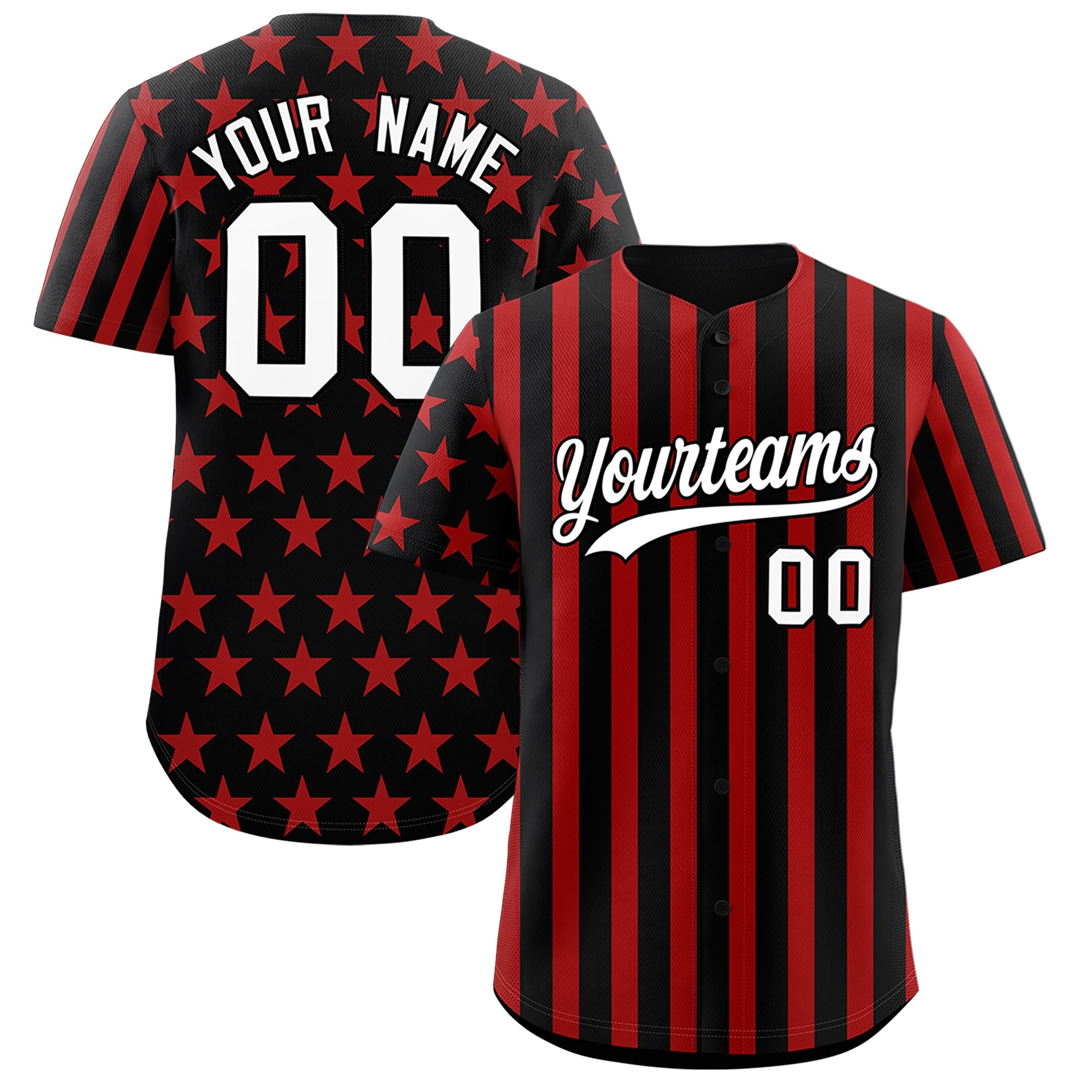 Benutzerdefiniertes Graffiti-Muster-Baseball-Trikot mit amerikanischer Flagge
