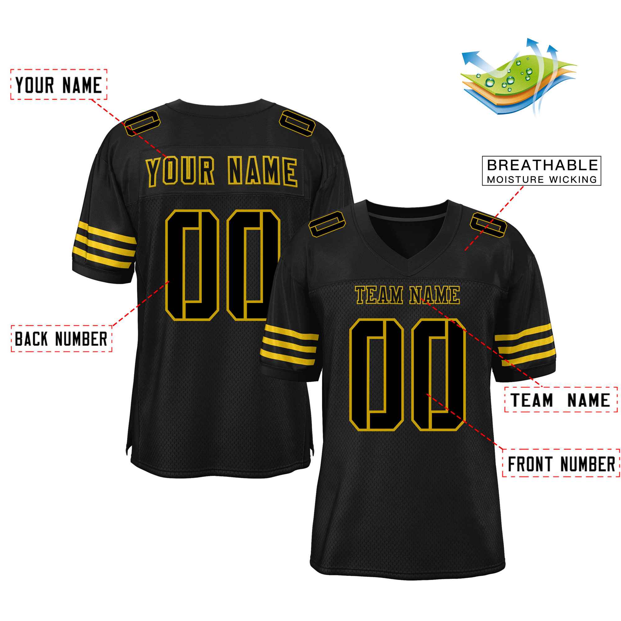 Maßgeschneidertes authentisches Mesh-Fußballtrikot im klassischen Stil