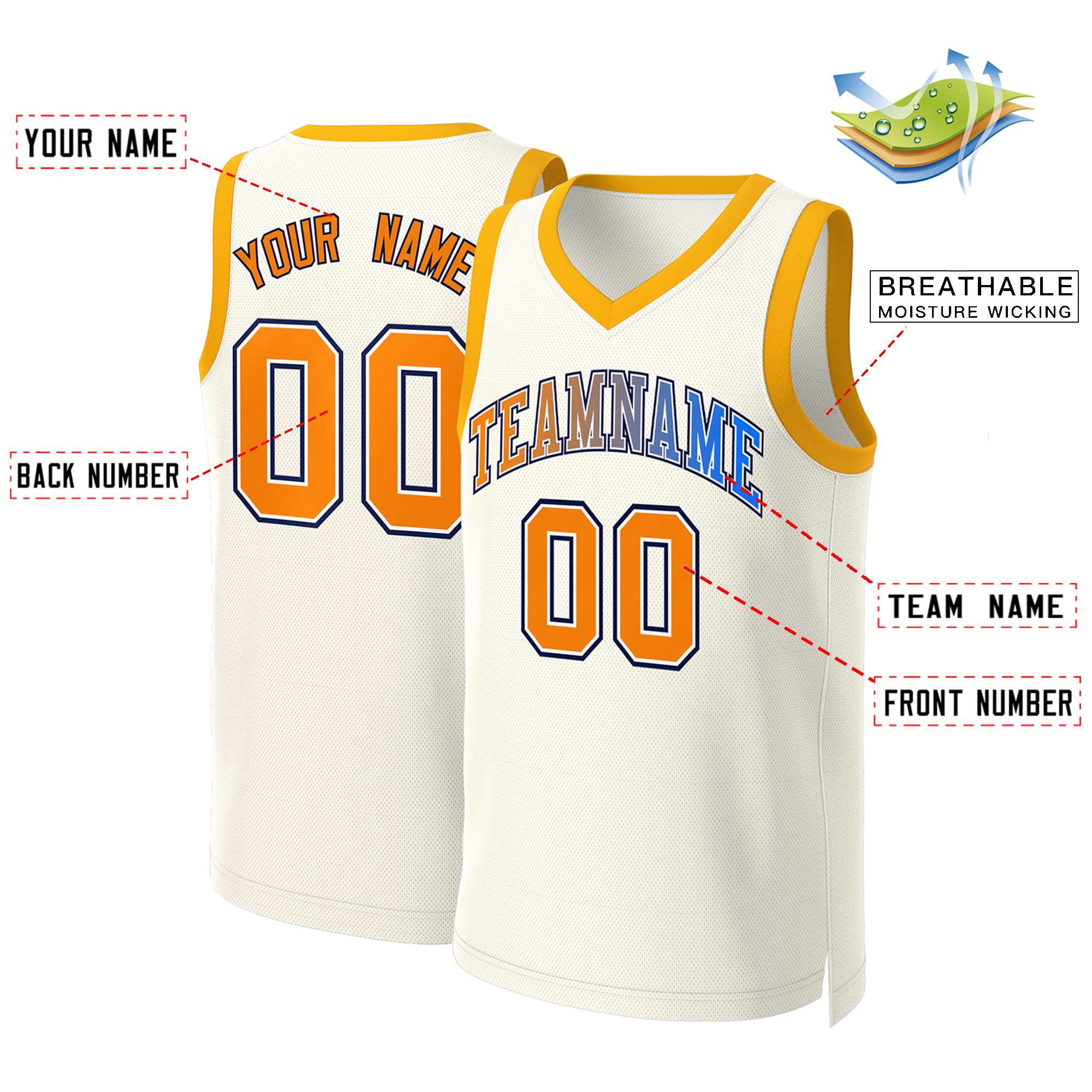 Benutzerdefiniertes Basketballtrikot mit klassischem Farbverlauf und modischen Oberteilen