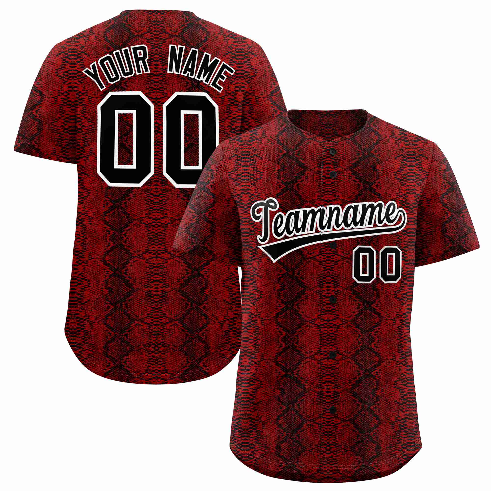 Benutzerdefiniertes authentisches Baseball-Trikot mit mehrfarbigem Schlangenledermuster