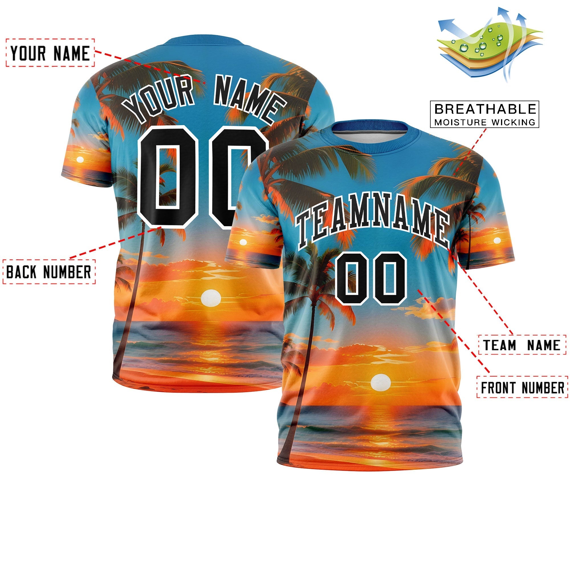 Benutzerdefiniertes T-Shirt im hawaiianischen Stil mit Graffiti-Muster