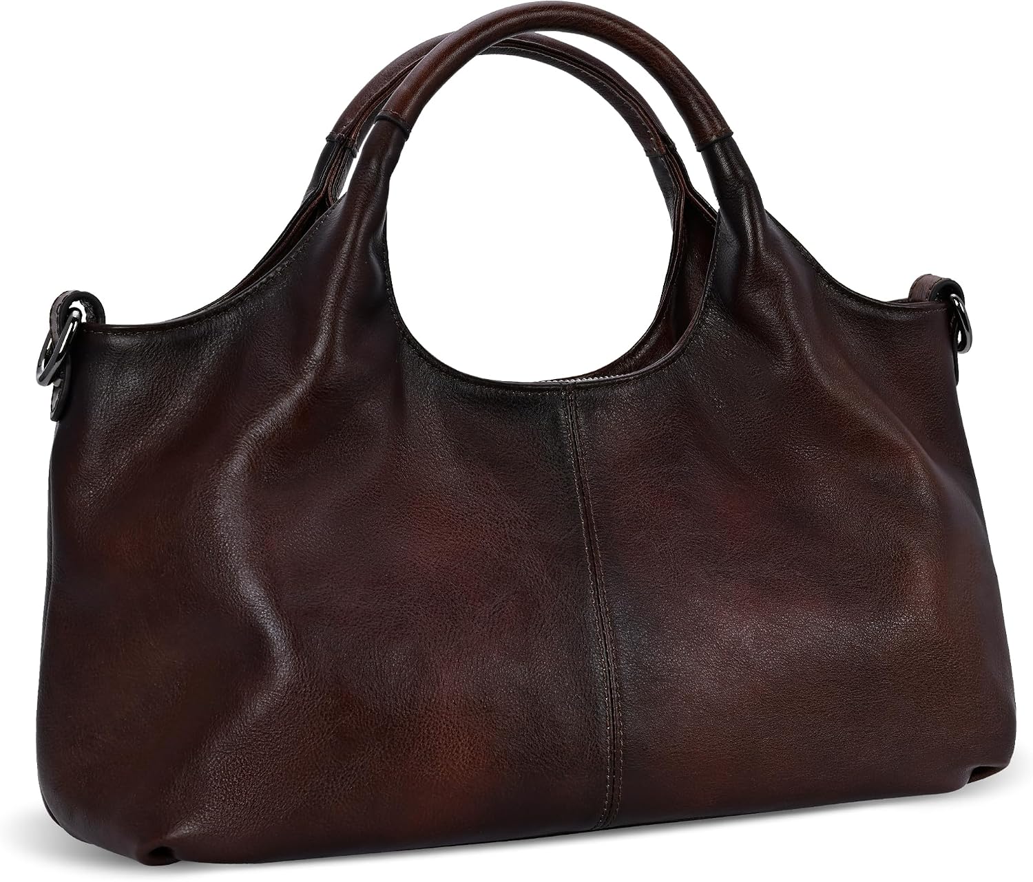 Women's Soft Genuine Leather Cut-Out Handle Hobo Burgundy