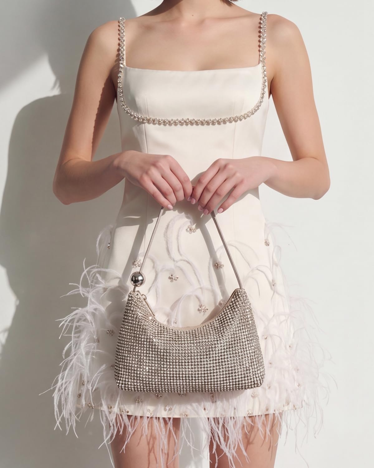 Women's Rhinestone Mesh Clutch Evening Purse with Wristlet Women's Rhinestone Mesh Clutch Evening Purse with Wristlet