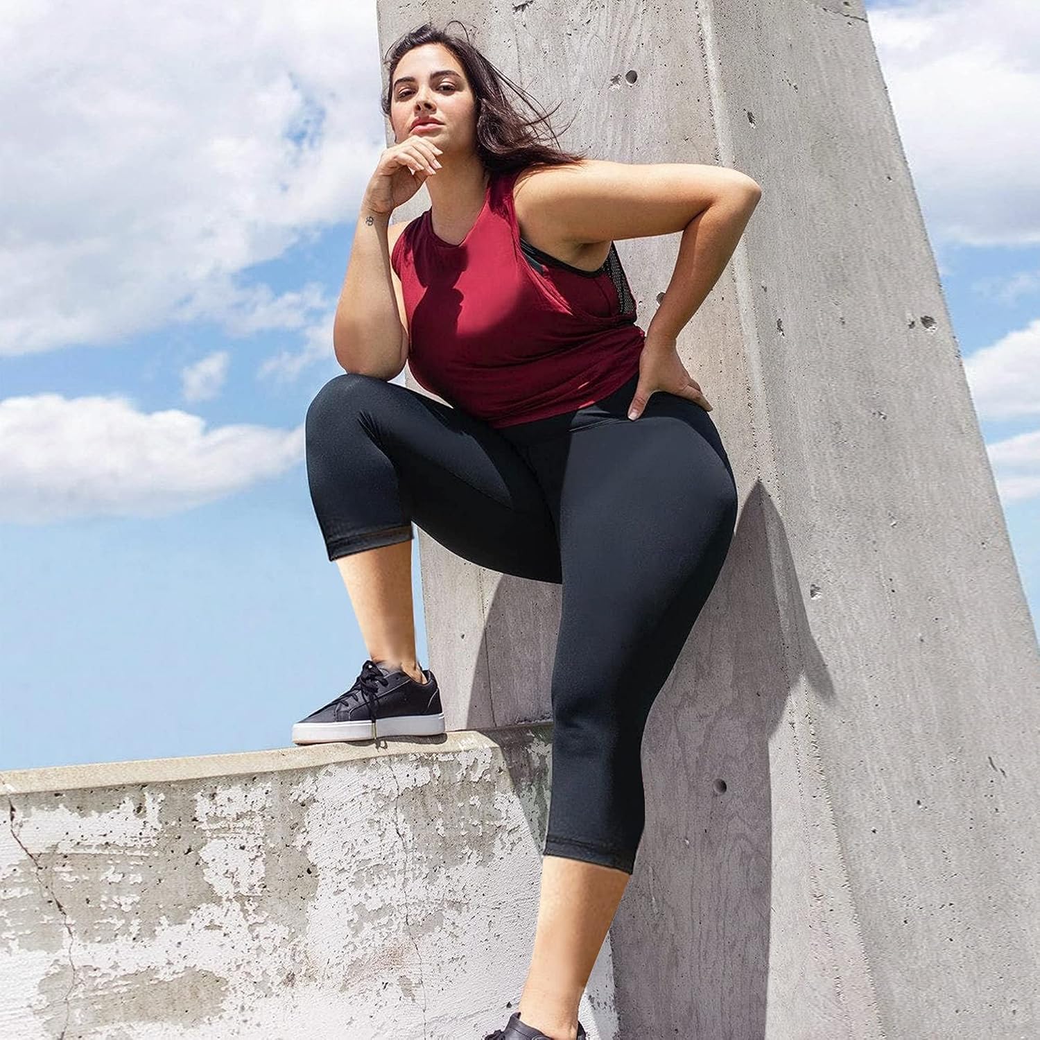 3 Pack Women's Plus Size Capri Leggings High Waist Tummy Control Stretchy Yoga Workout Pants (XL-4X) - Spandex Elastic Fit 3 Pack Women's Plus Size Capri Leggings High Waist Tummy Control Stretchy Yoga Workout Pants (XL-4X) - Spandex Elastic Fit