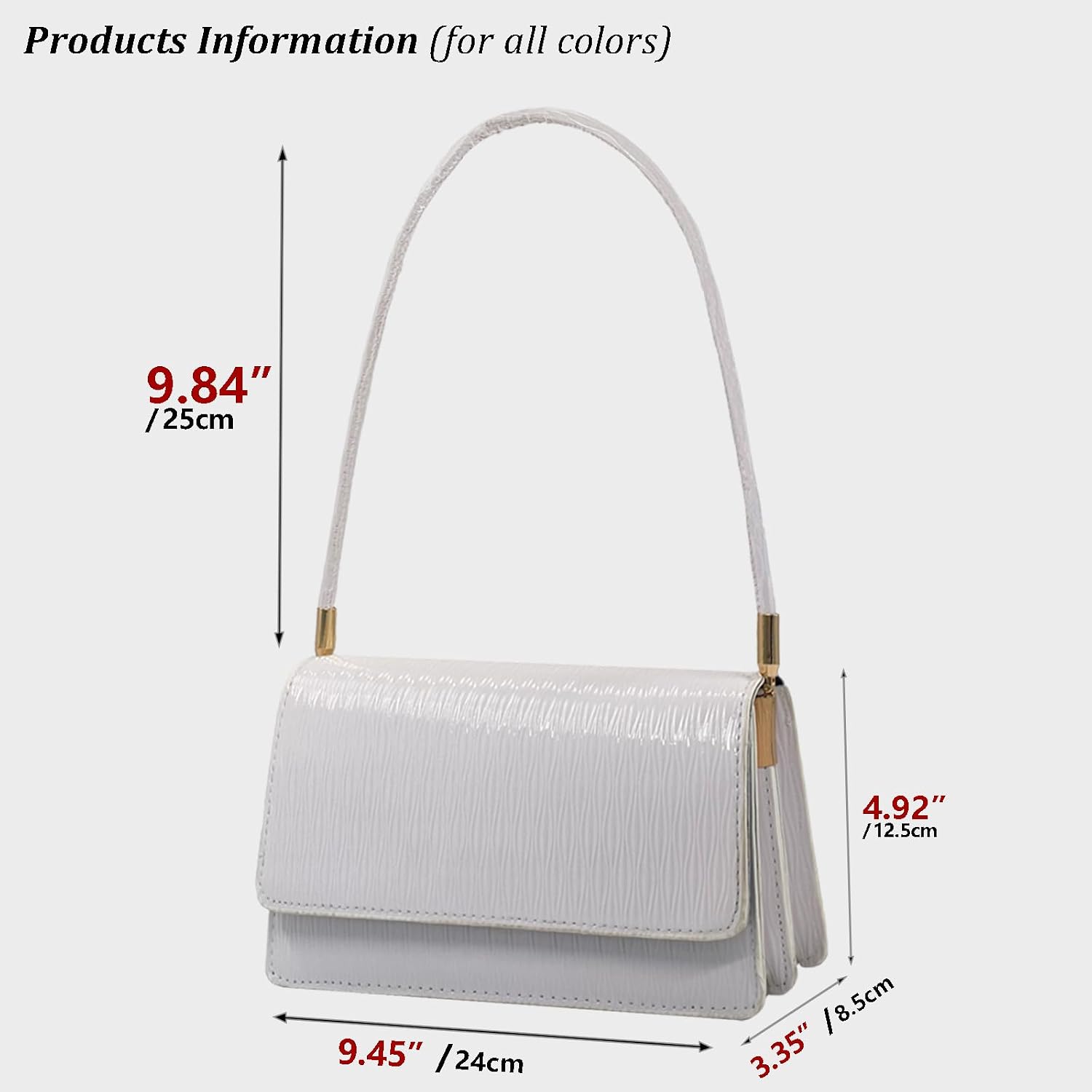 Women's Textured Flap Shoulder Bag Small Crossbody Purse White