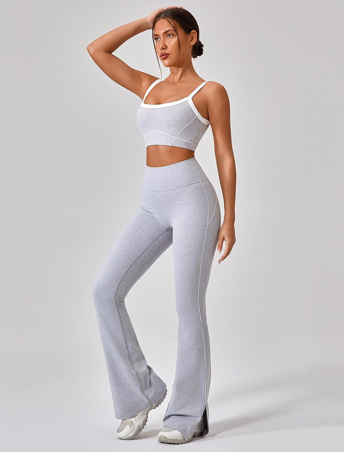 Women's Contrast Trim Sports Bra and Leggings Set